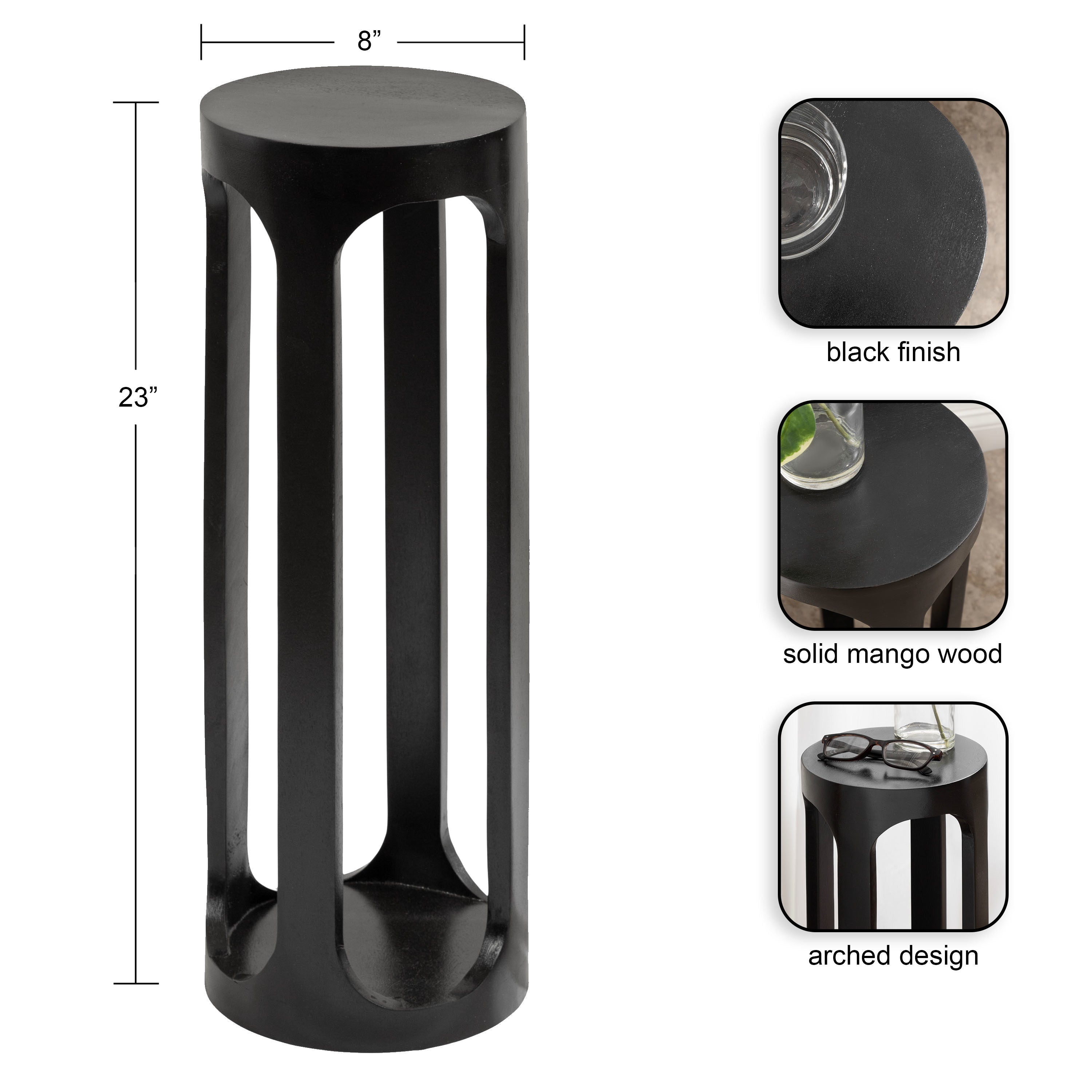 Drink Table Black 8x8x23 2
