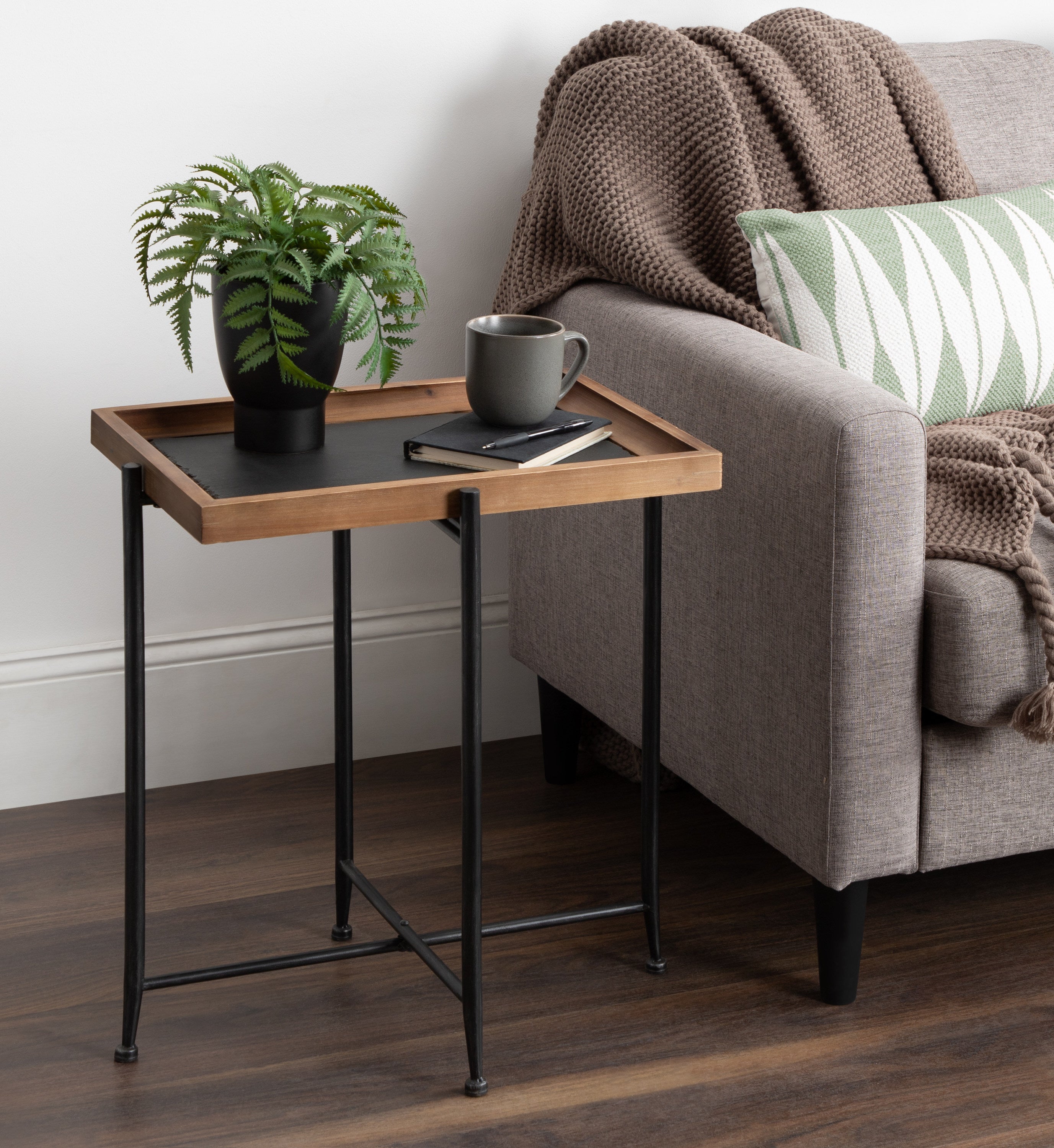 Macabe Wood and Iron Accent Table