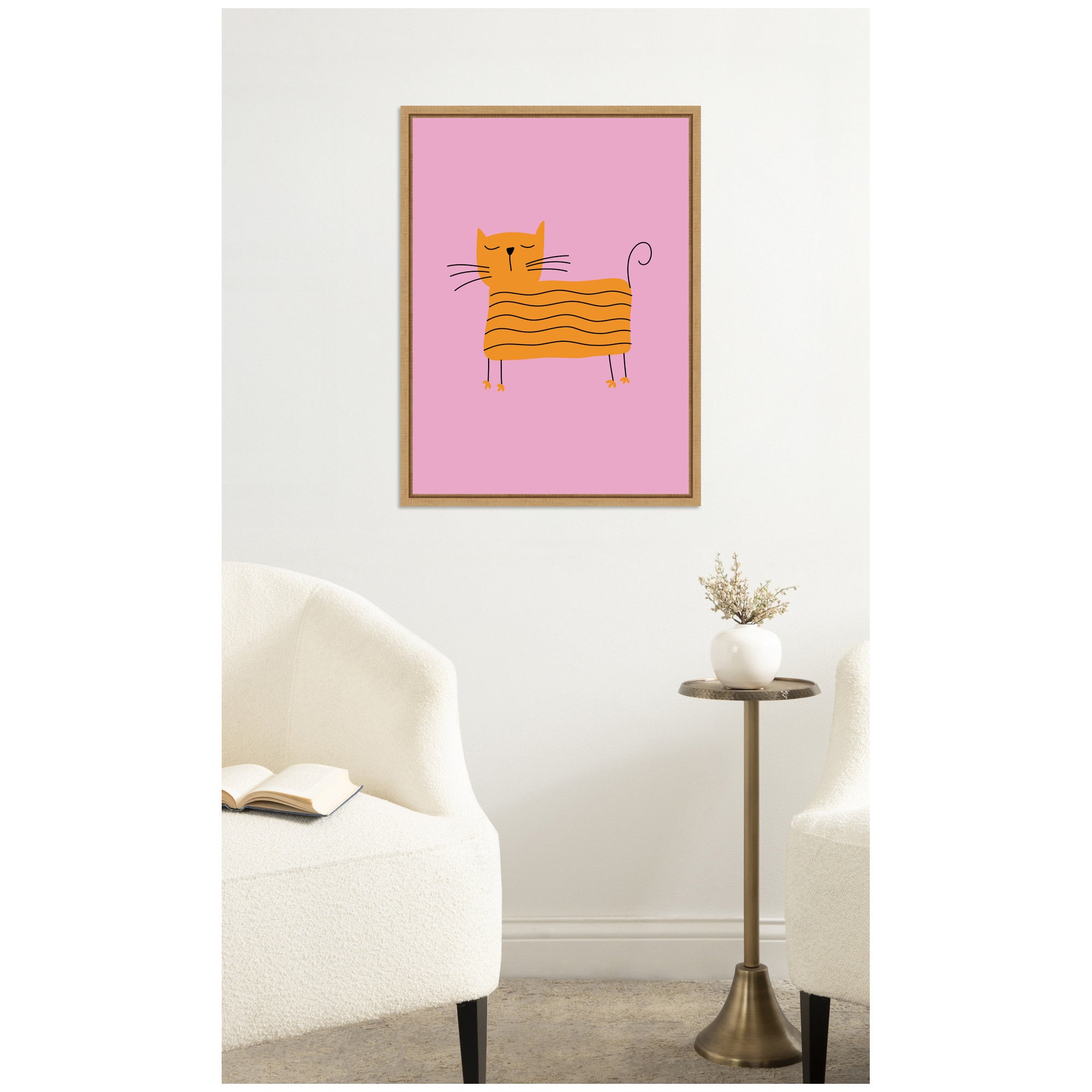 Orange Cat by Laura Moss Framed Canvas Wall Art Print