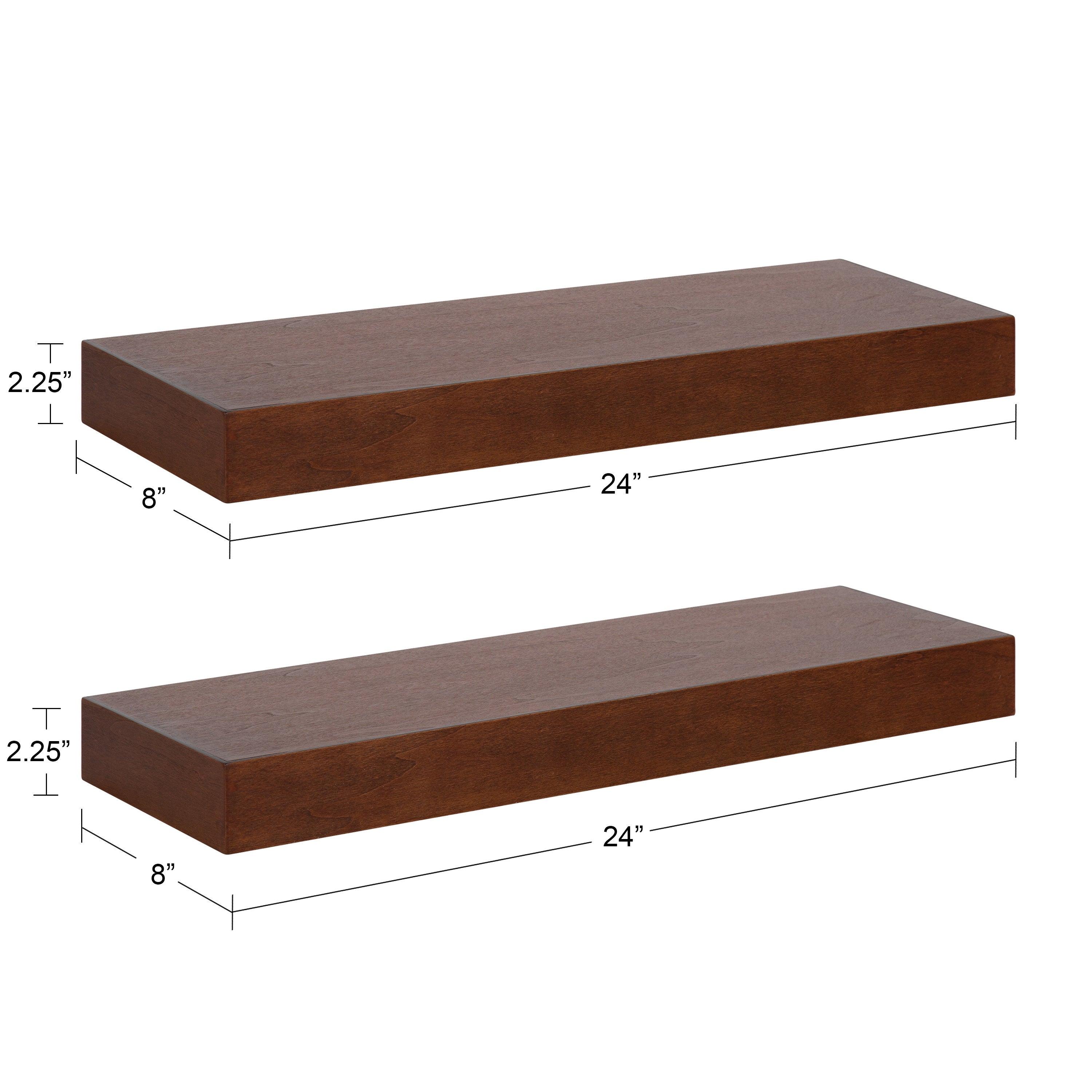 Floating Shelf 2 Piece 24 Inch Walnut Brown 2