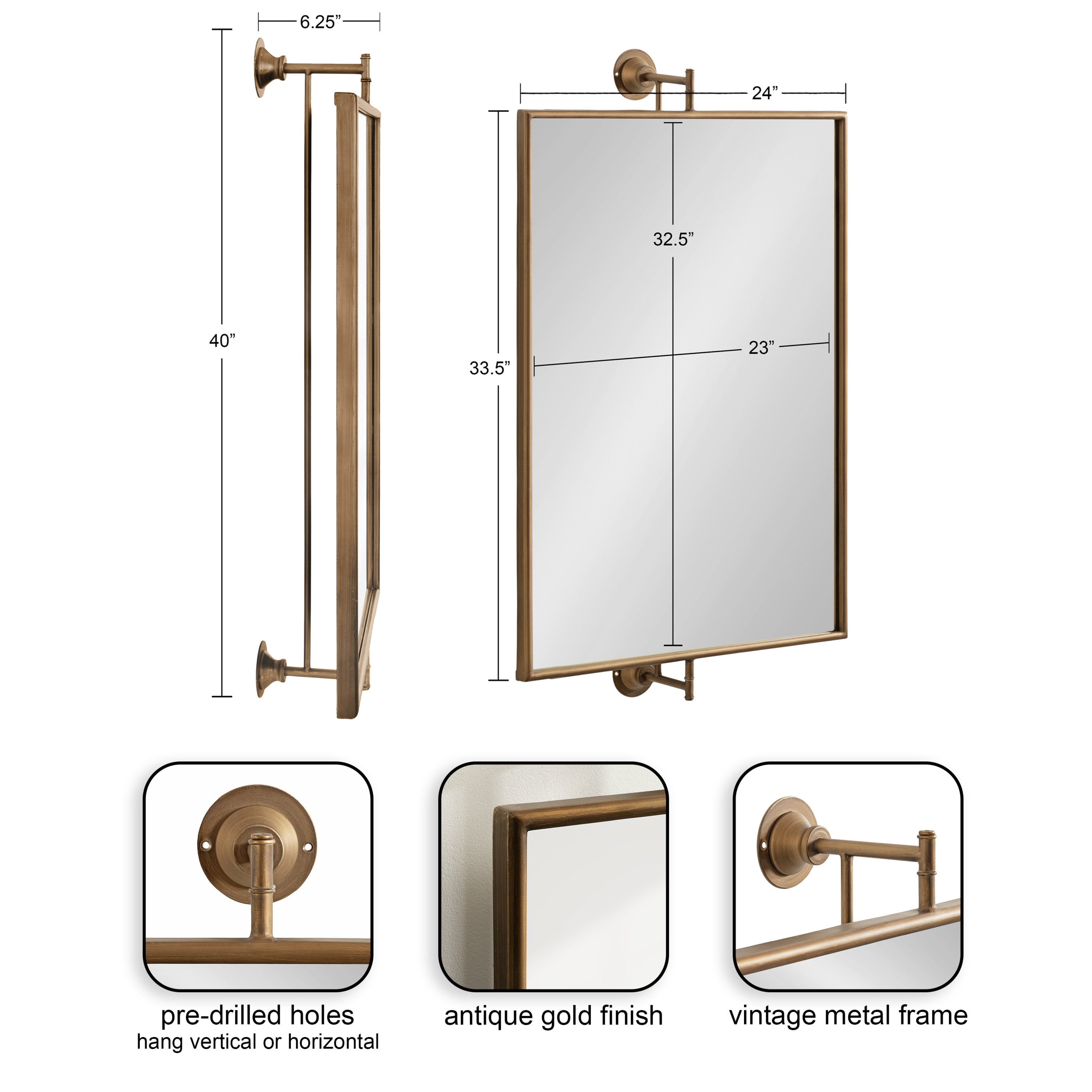 Functional Mirror 24x40 Gold 2