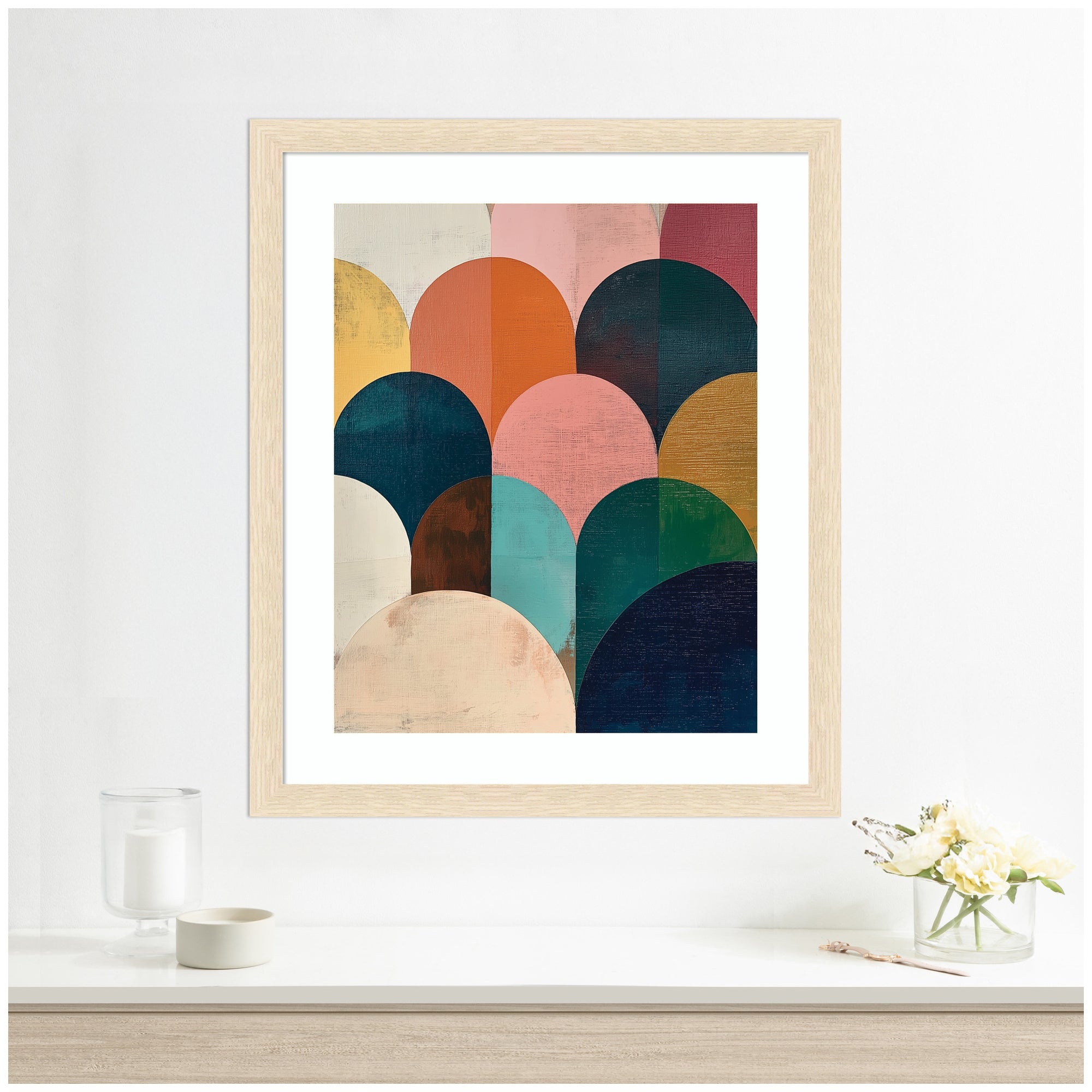 Framed Art Minimalist Geometric Abstract Jewel Tone by The Creative Bunch Studio