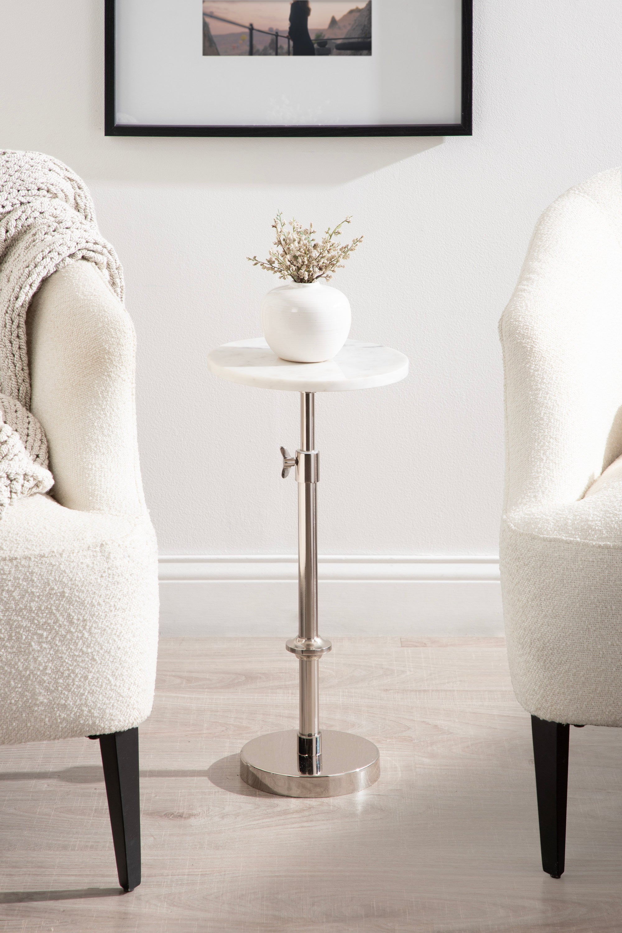 Drink Table White Silver 10x10x30 7