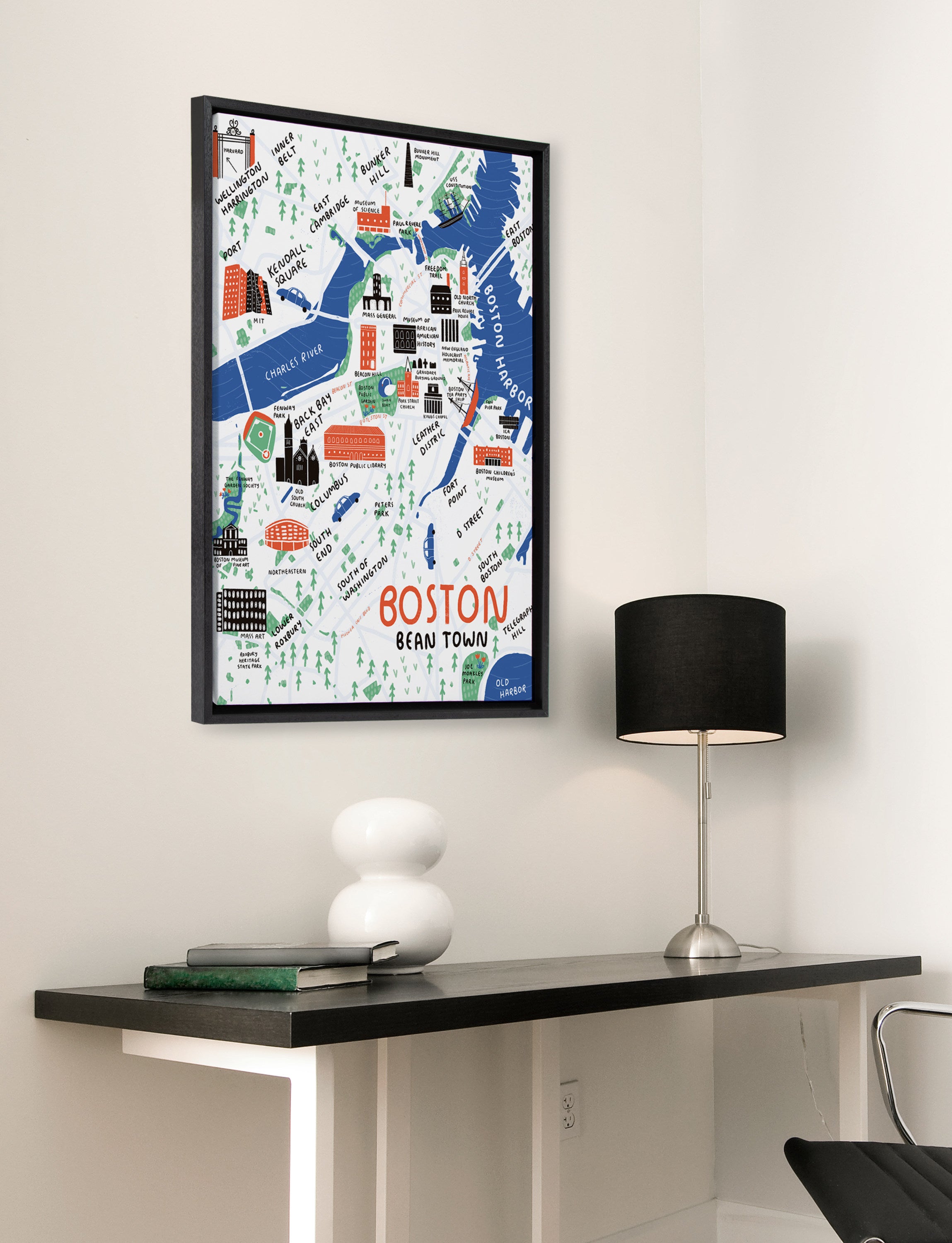 Sylvie Boston Illustration Framed Canvas by Stacie Bloomfield