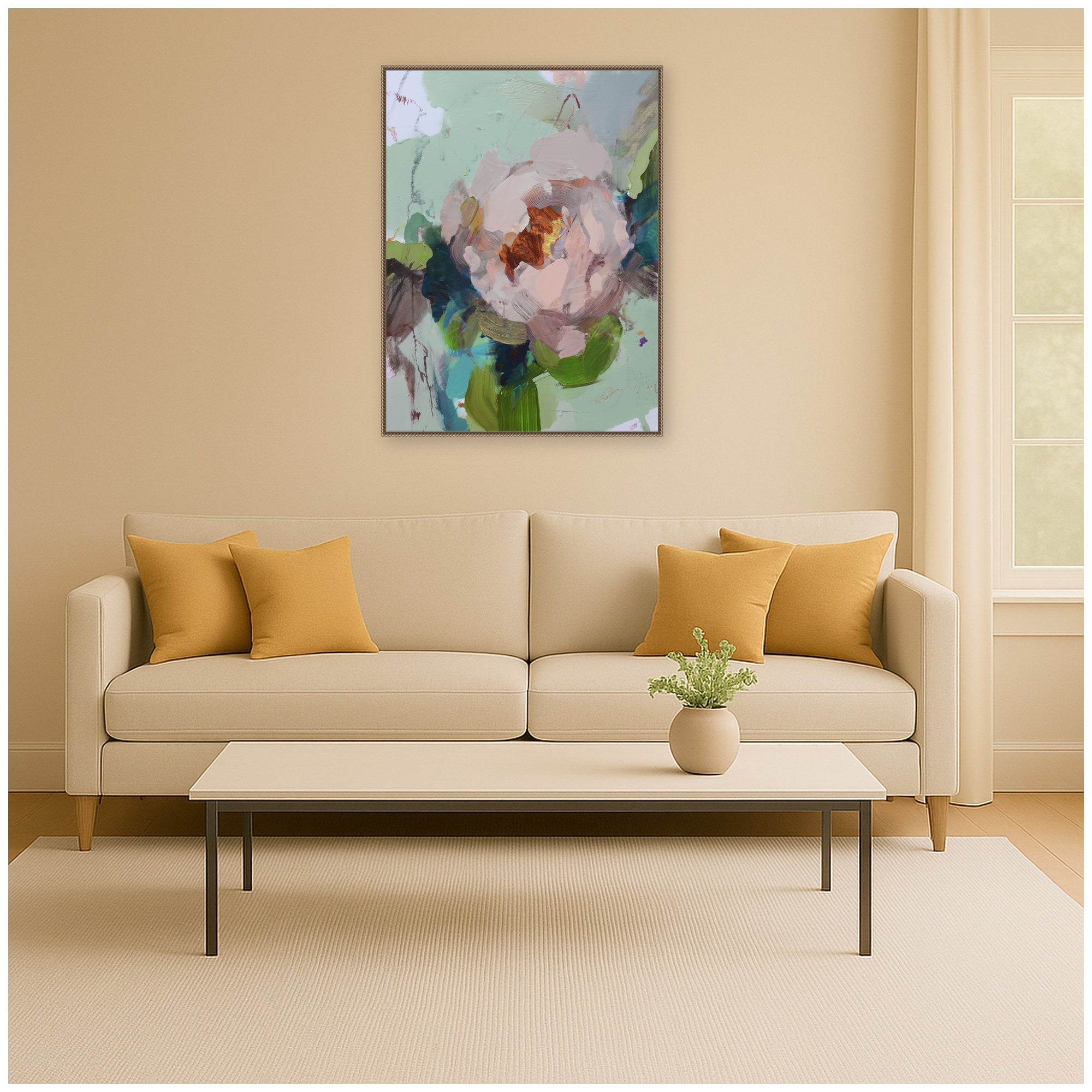 Framed Canvas 32x42 Sylvie Beaded Dark Gold 6