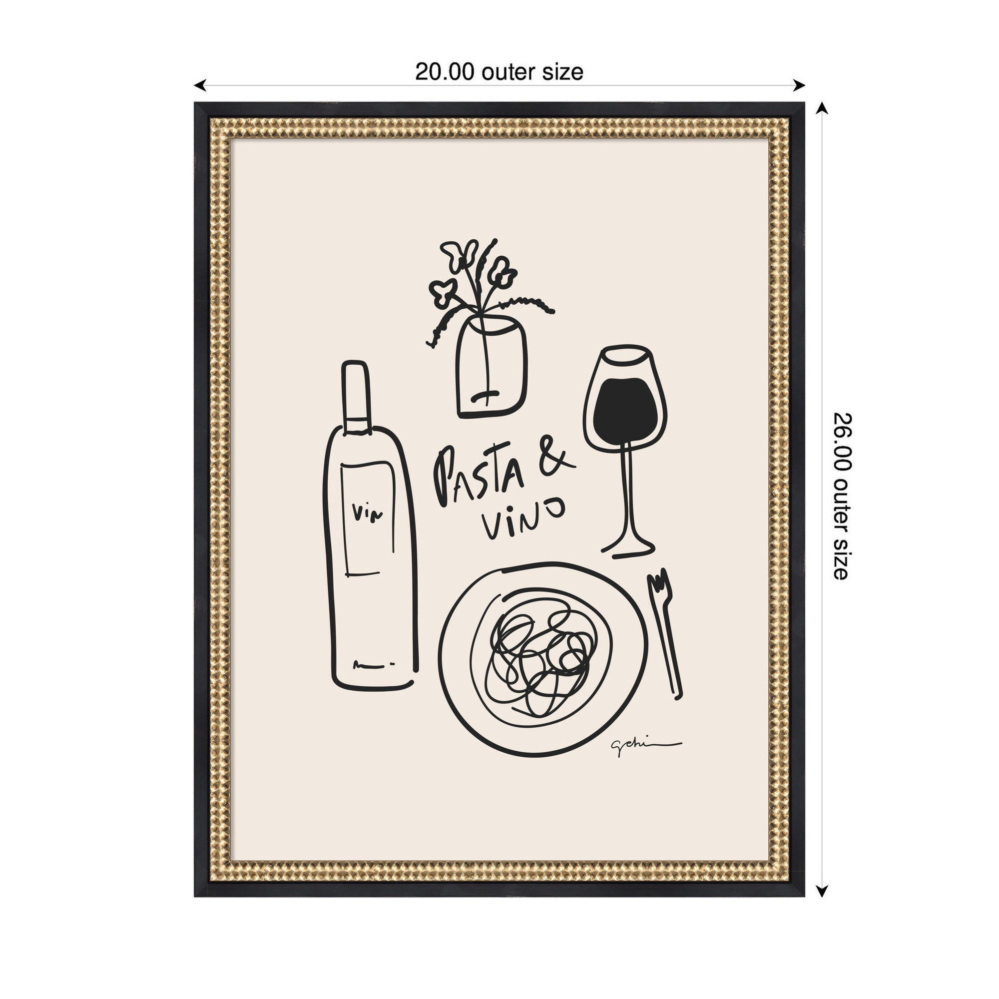 Pasta and Vino by Gabrielly Guedes Framed Wall Art Print