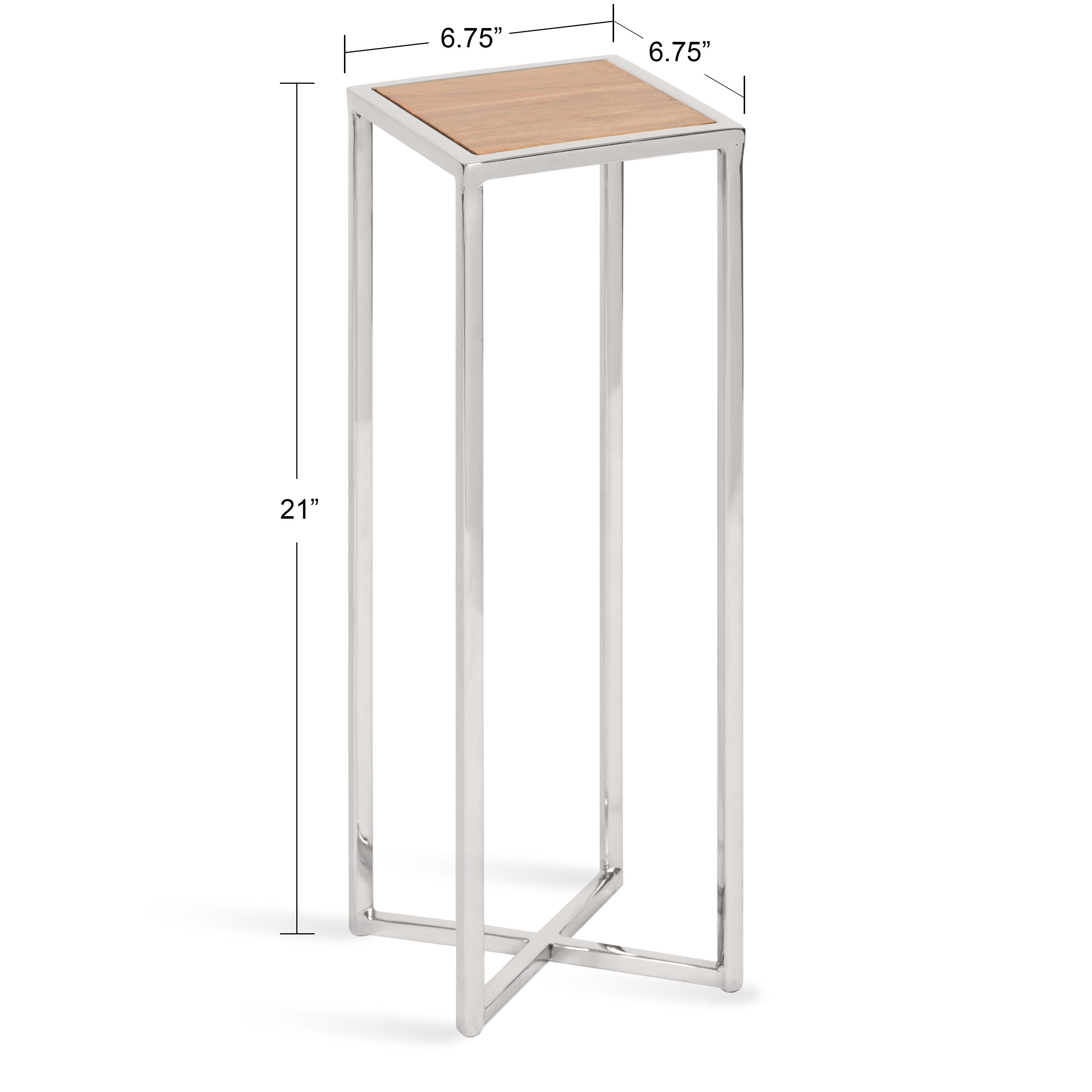 Side Table Rustic Brown Silver 7x7x21 2