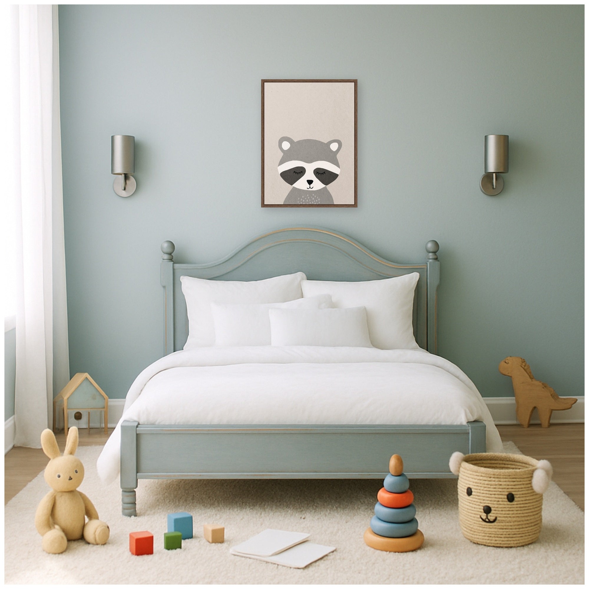 Raccoon by July Art Prints Framed Canvas Wall Art Print