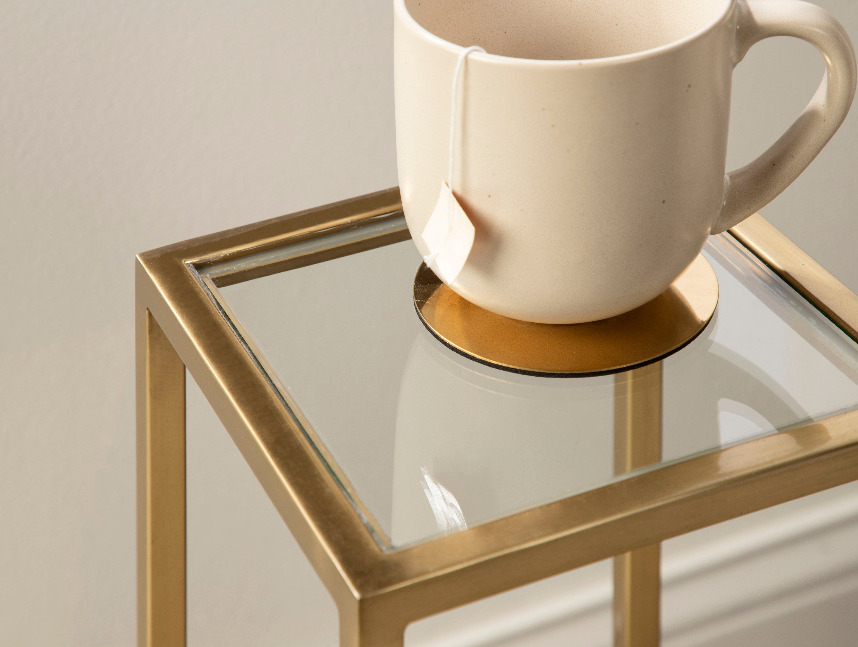 Side Table Clear Gold 7x7x21 6