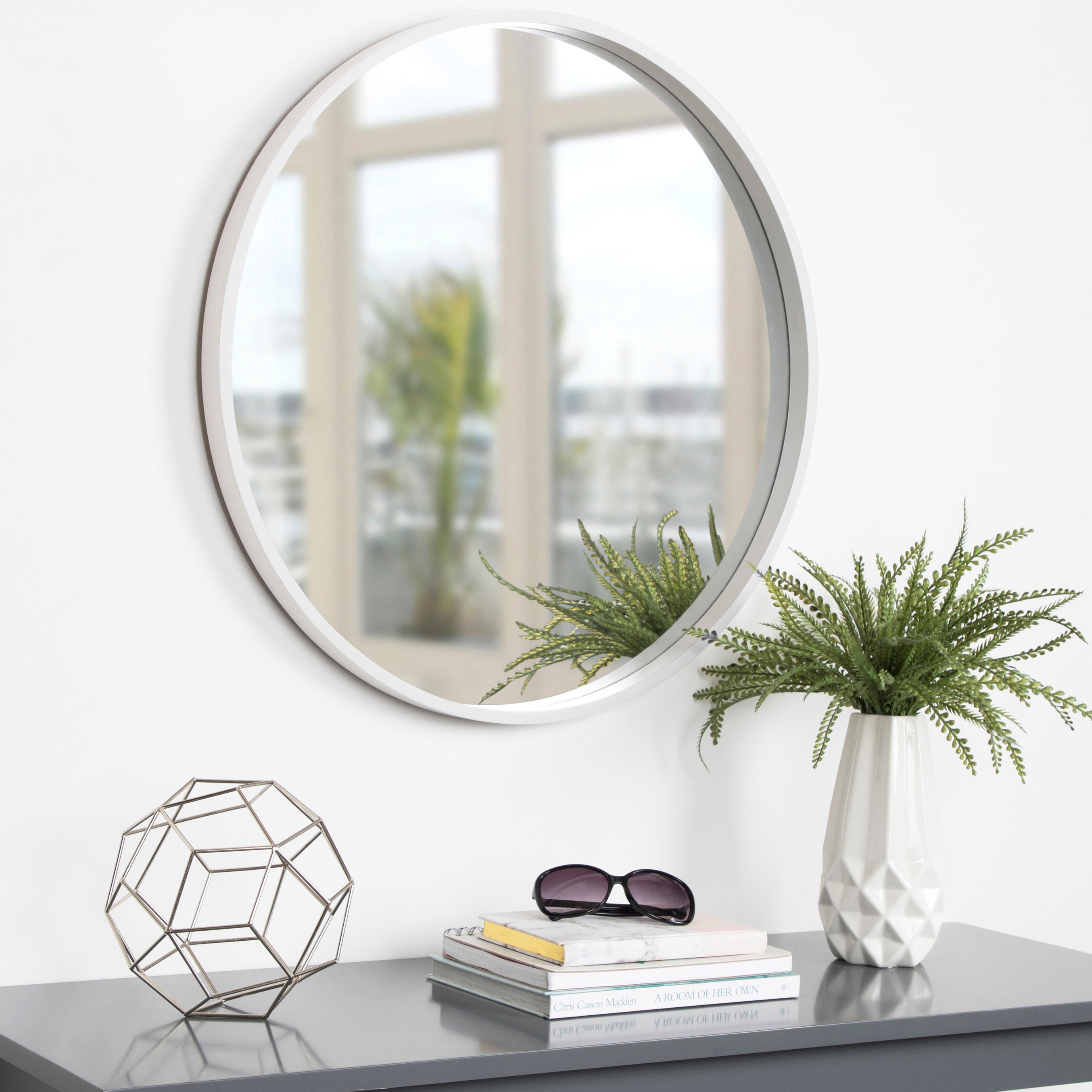 Round Mirror White 25.6" Diameter 5