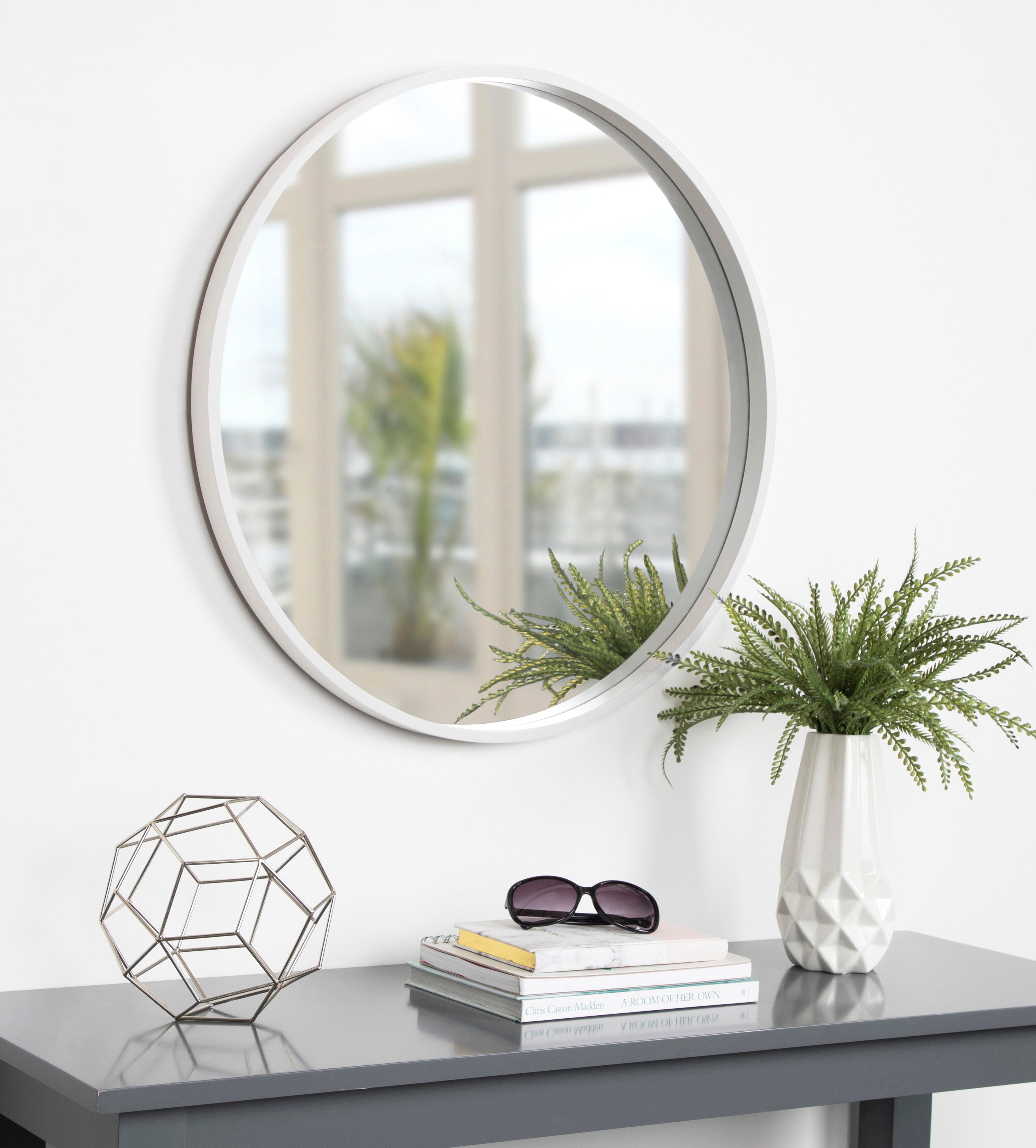 Round Mirror White 25.6" Diameter 5