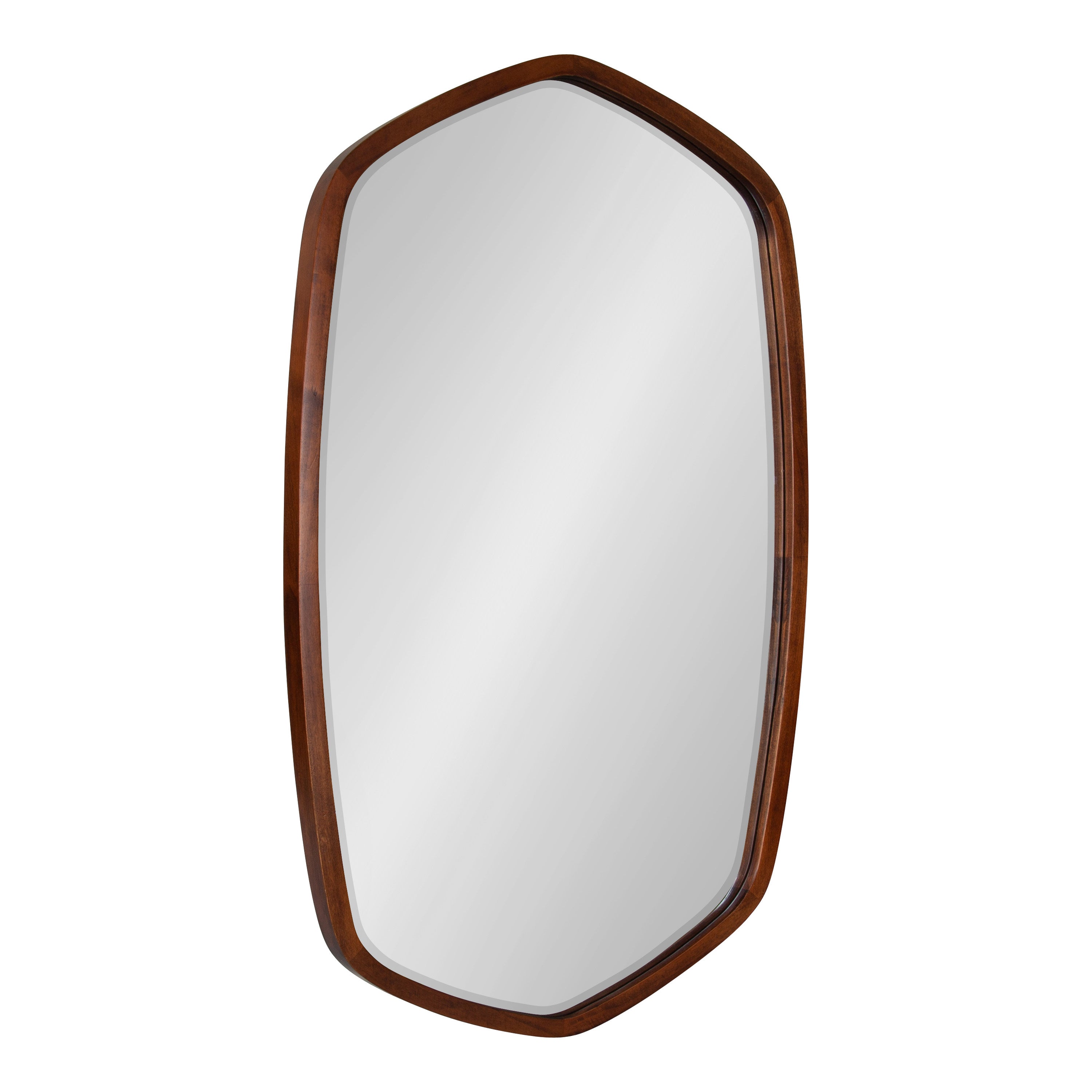 Hexagon Mirror Walnut Brown 20x36 1