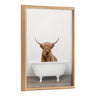 Blake Highland Cow in Tub Color Framed Printed Glass by Amy Peterson Art Studio