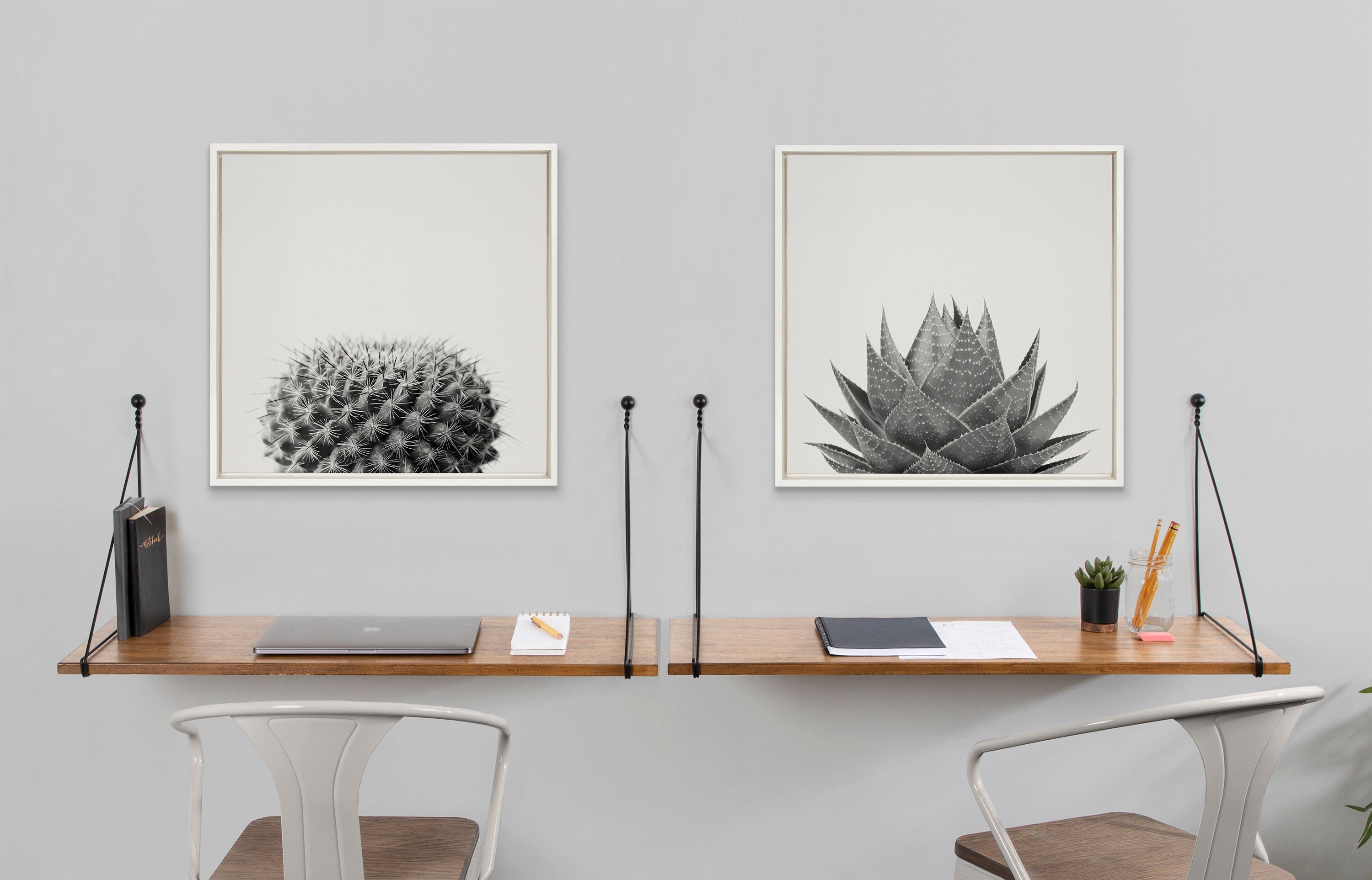 Sylvie Haze Aloe Succulent Framed Canvas by The Creative Bunch Studio