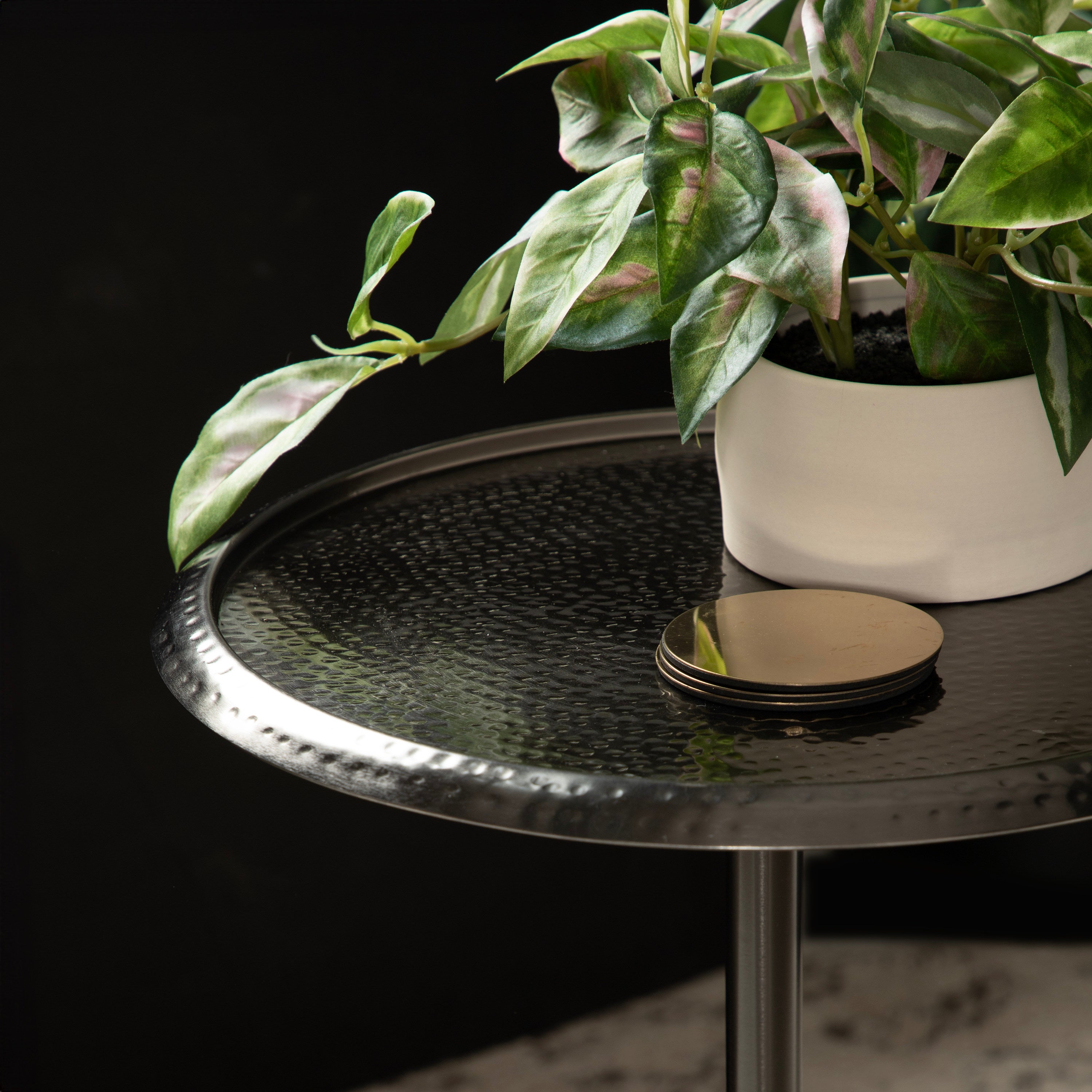 Side Table Pewter 15x15x24 7