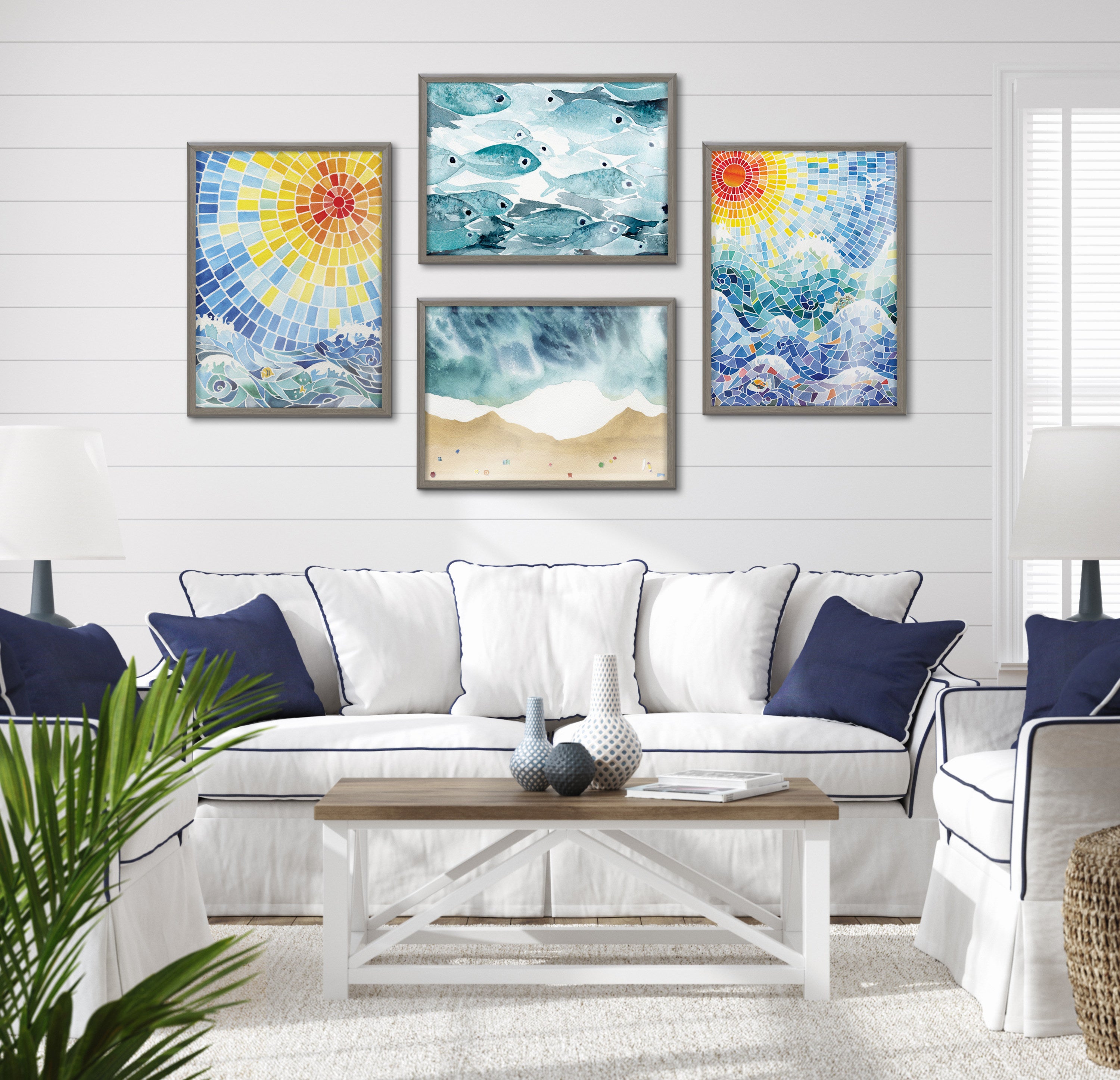 Blake North Shore Framed Printed Glass by Janet Meinke-Lau