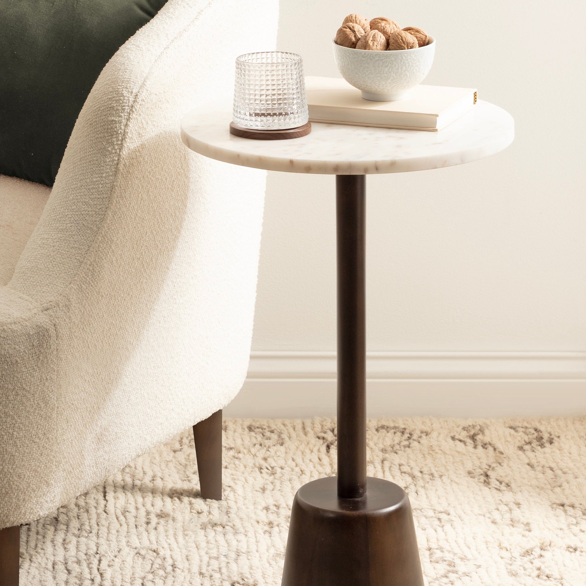 Side Table 14x14x24 White Dark Brown 6