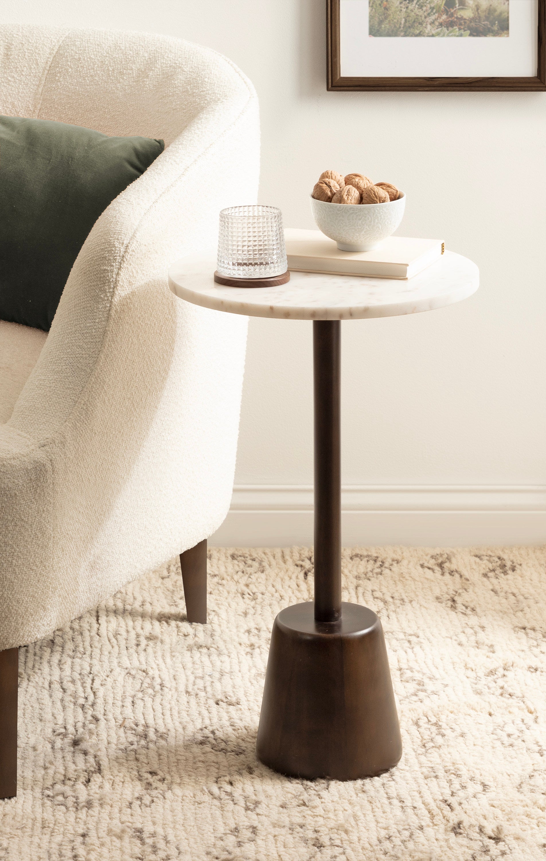 Side Table White Dark Brown 14x14x24 6