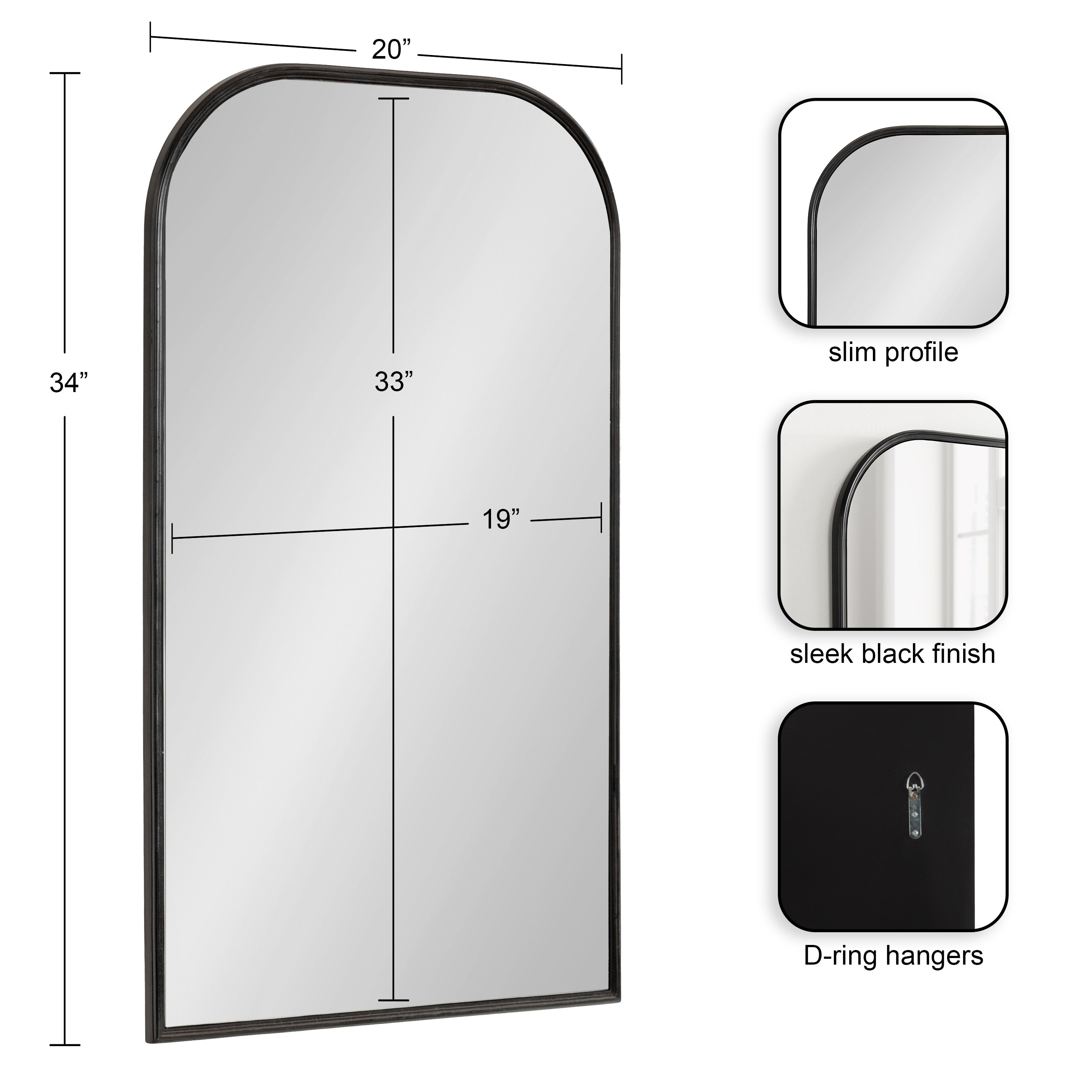 Arch Mirror Black 20x34 2