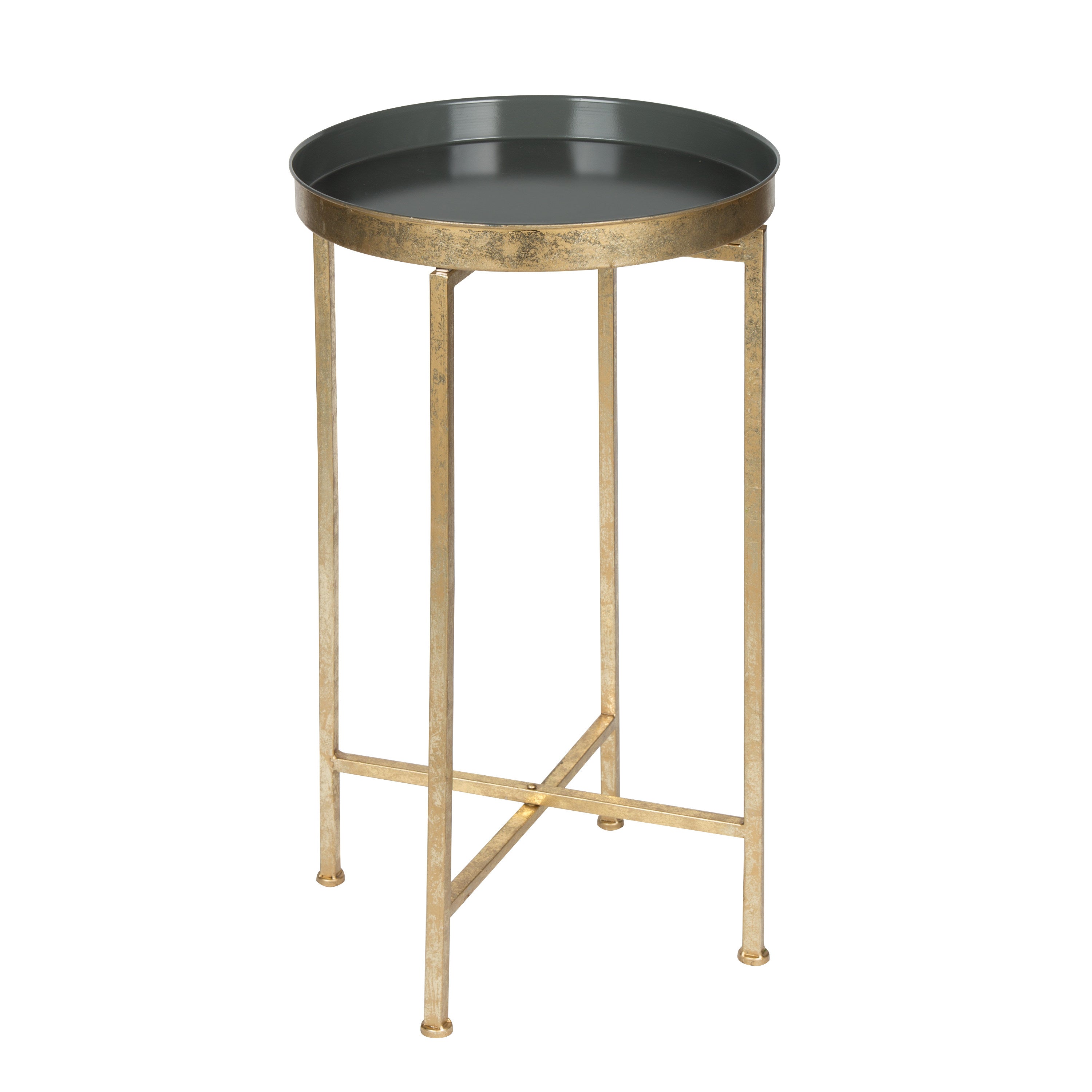 Tea Table Gold Gray 14x14x26 1