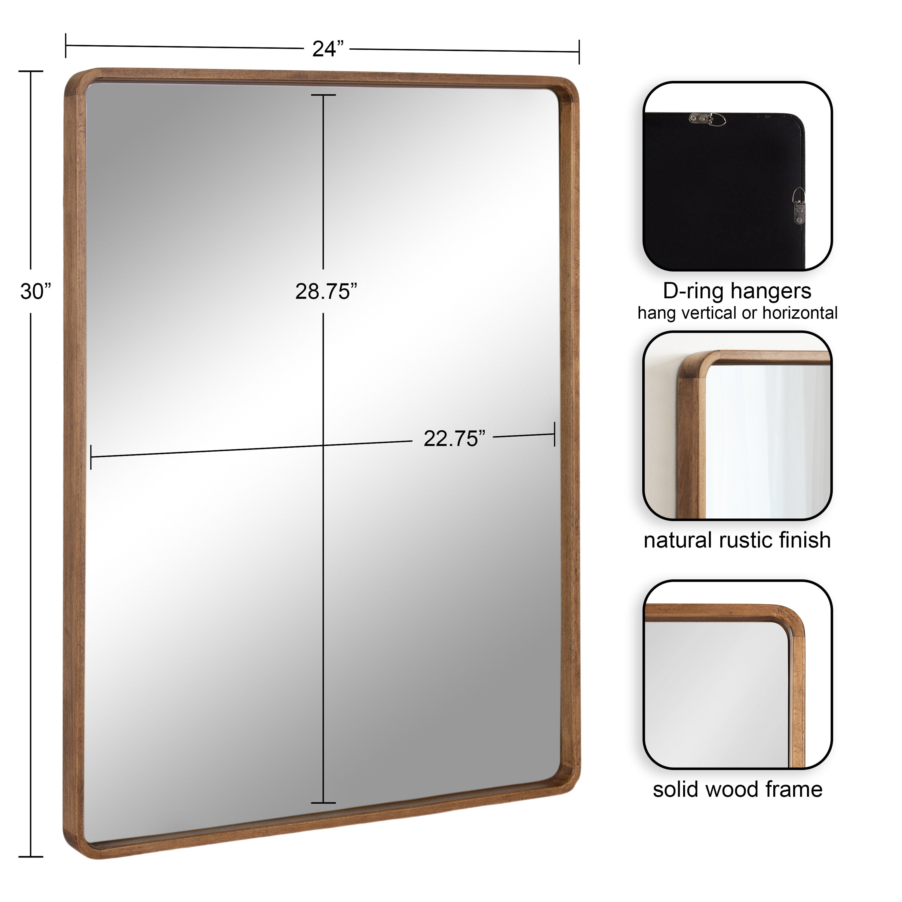 Rectangle Mirror Rustic Brown 24x30 2
