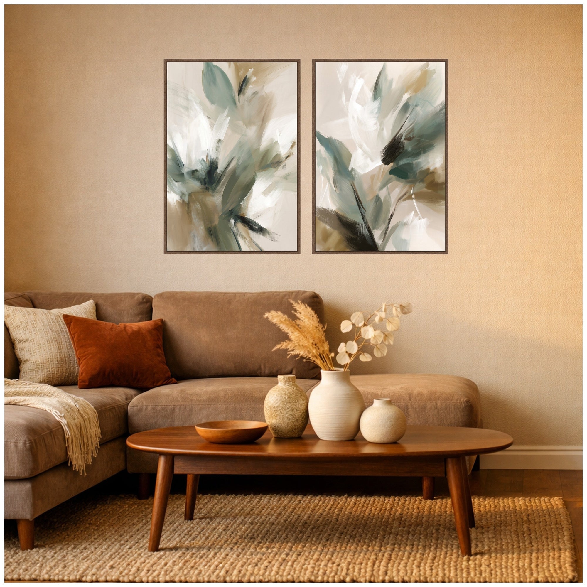 Framed Canvas Sylvie Walnut 2 Piece Set 23x33 5