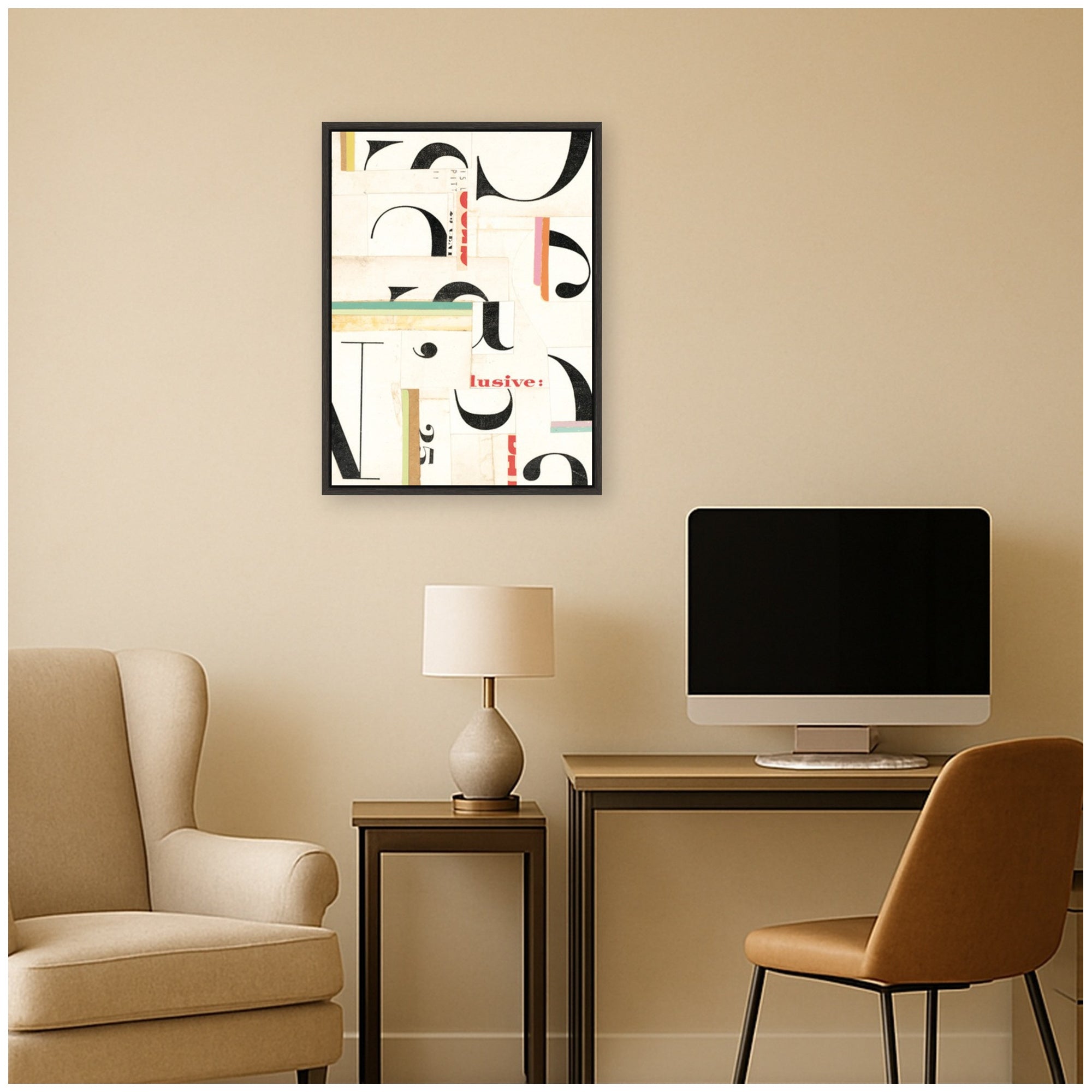 Typography White FC by Felicia Dadak Framed Canvas Wall Art Print