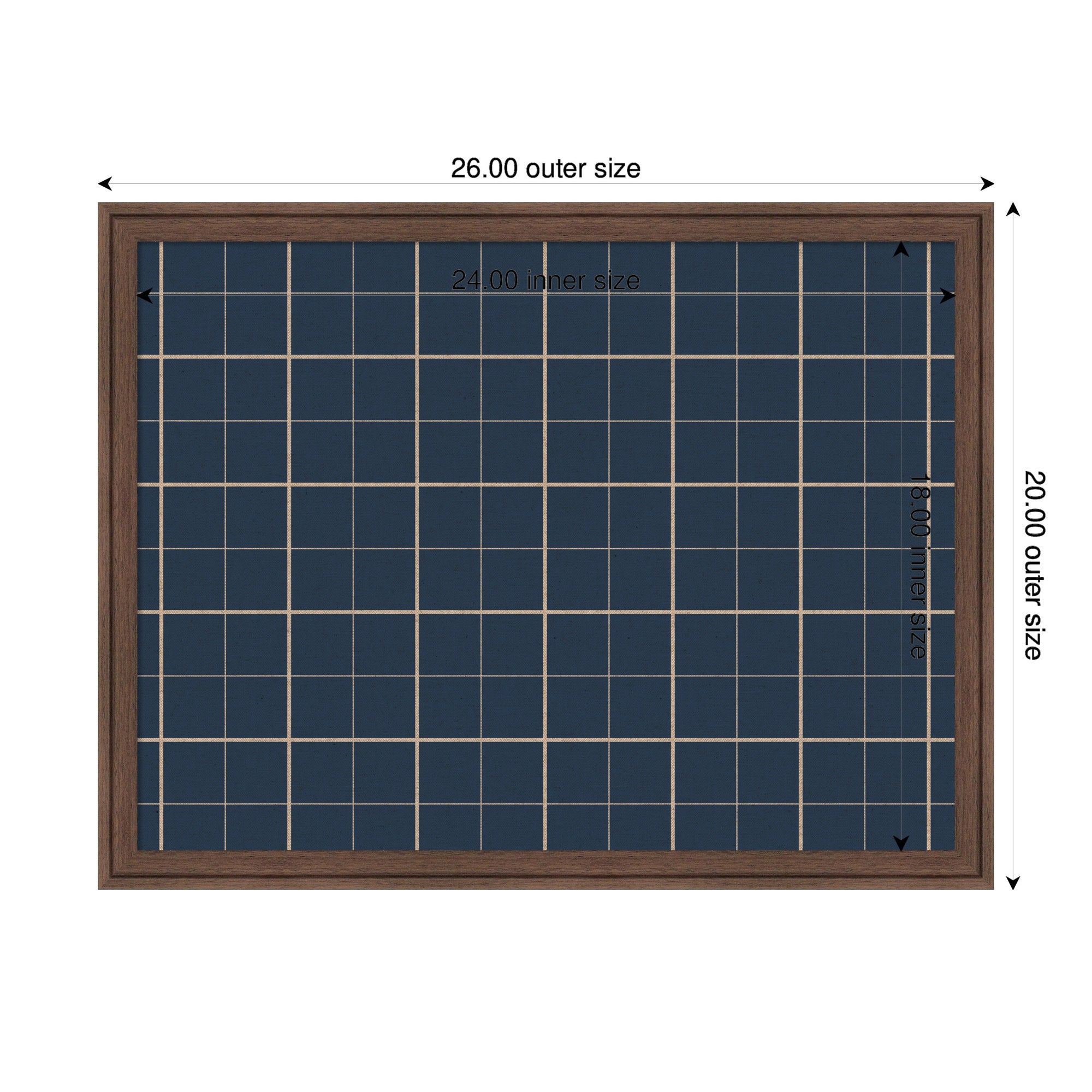 Framed Fabric Pinboard Navy Blue Plaid Wall Organization