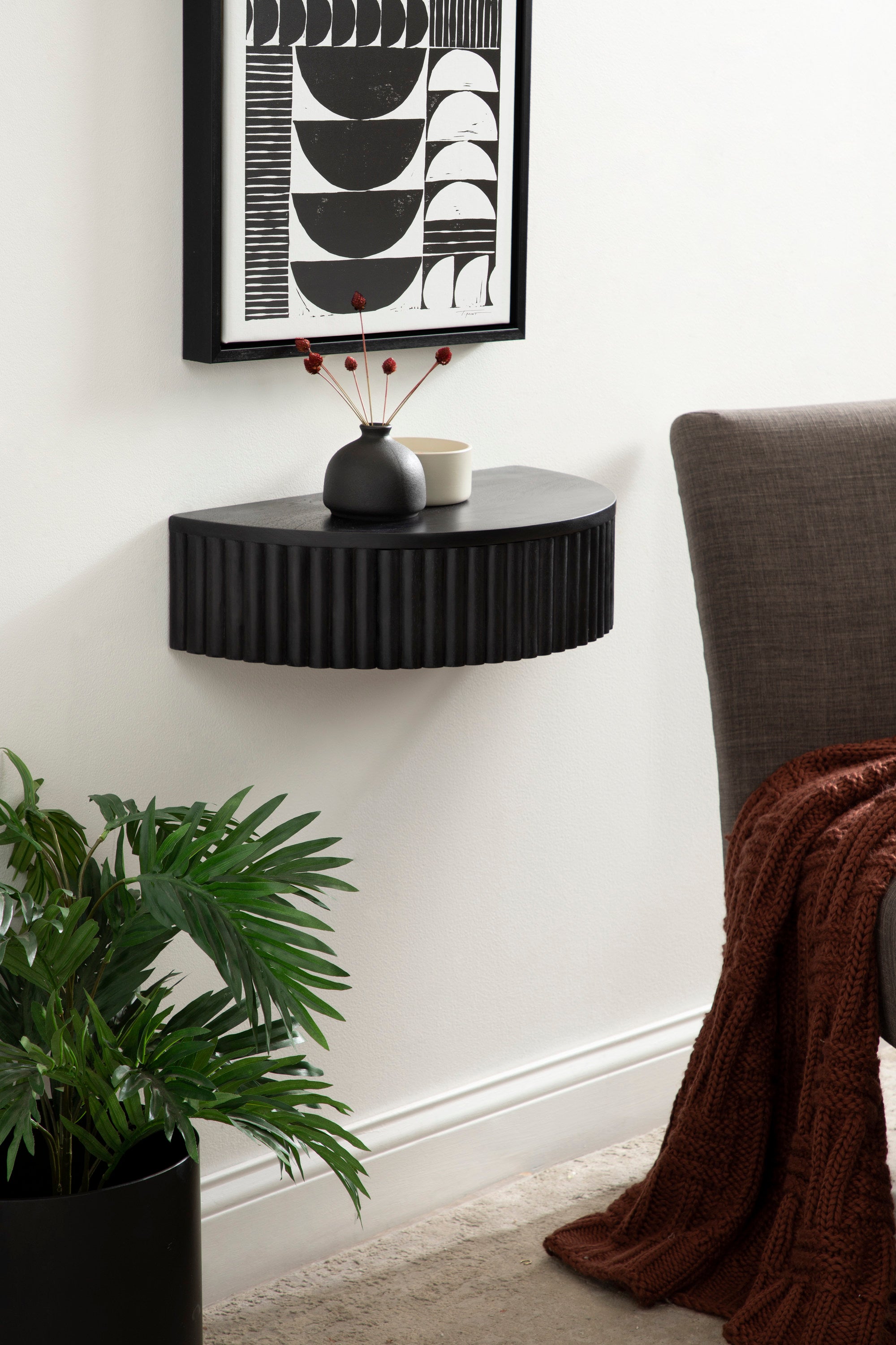 Floating Side Table Black 20x11x6 8