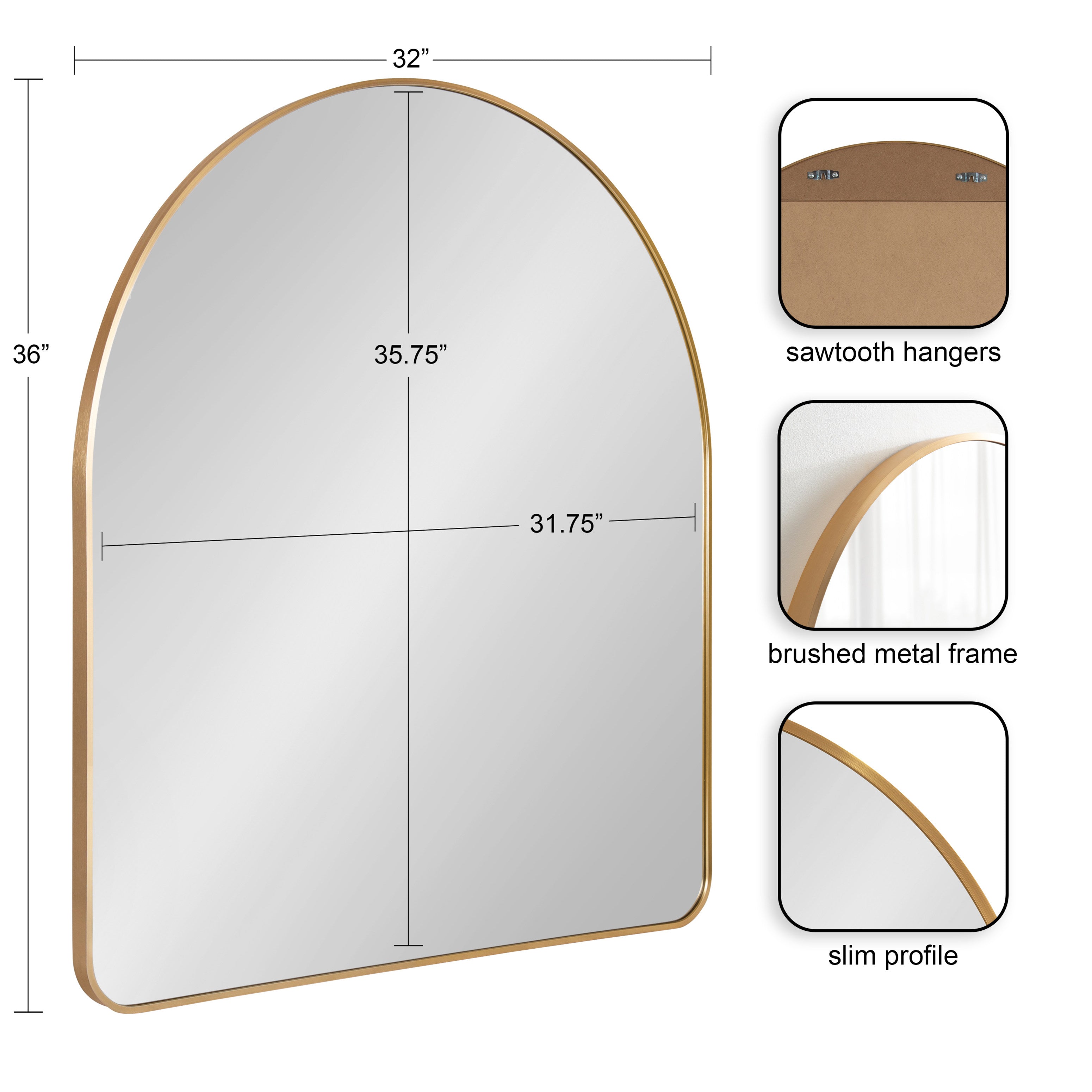 Arch Mirror Gold 32x36 2