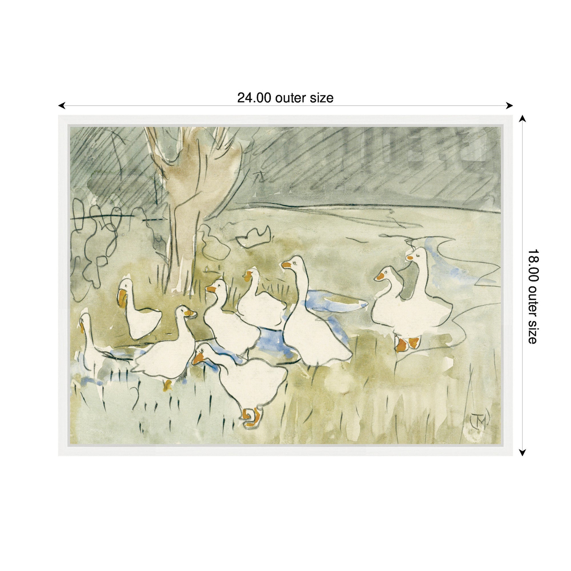 Ducks 1917 Theo van Hoytema by Nostalgia Prints Framed Canvas Wall Art Print