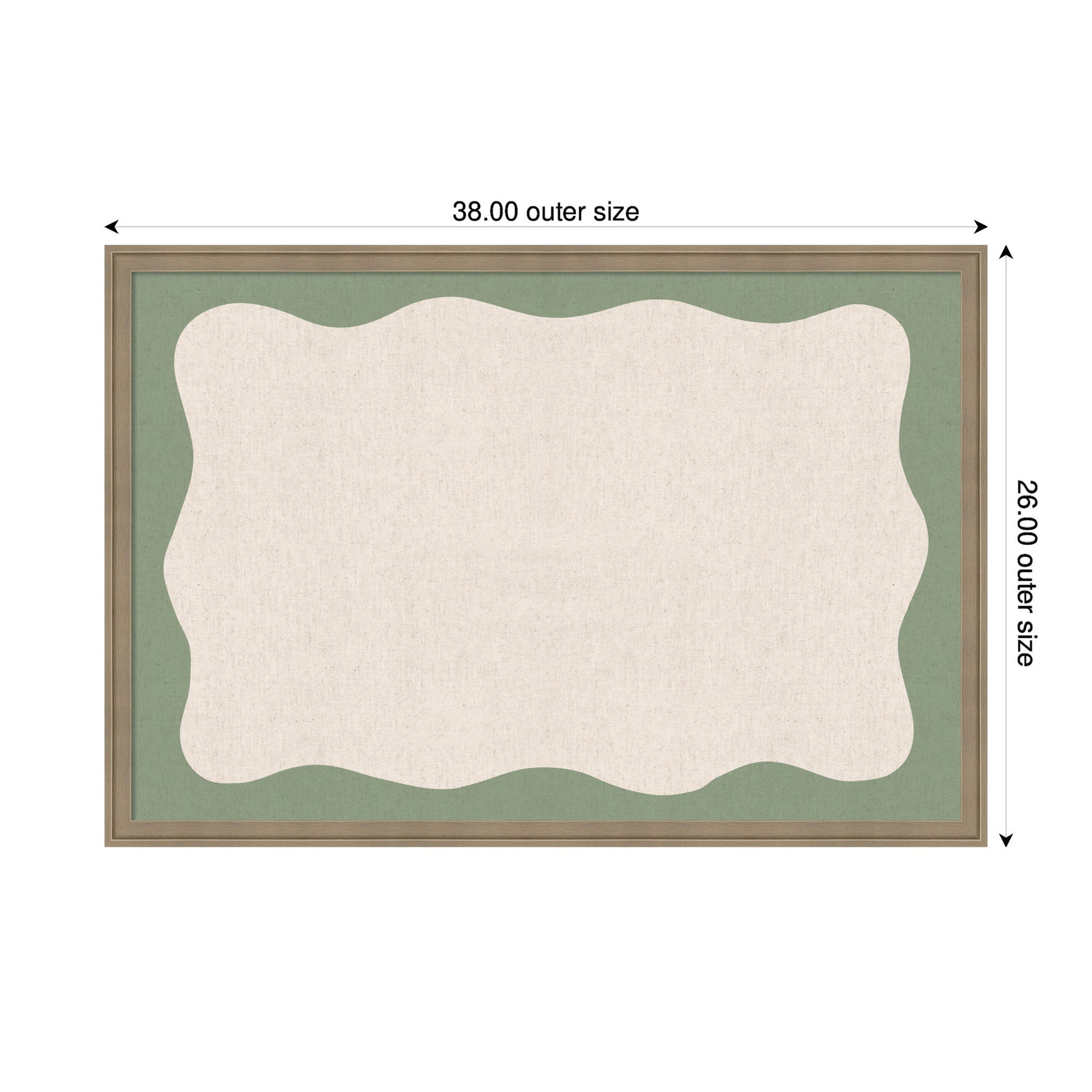 Framed Fabric Pinboard Wavy Neutral Linen and Green Wall Organization