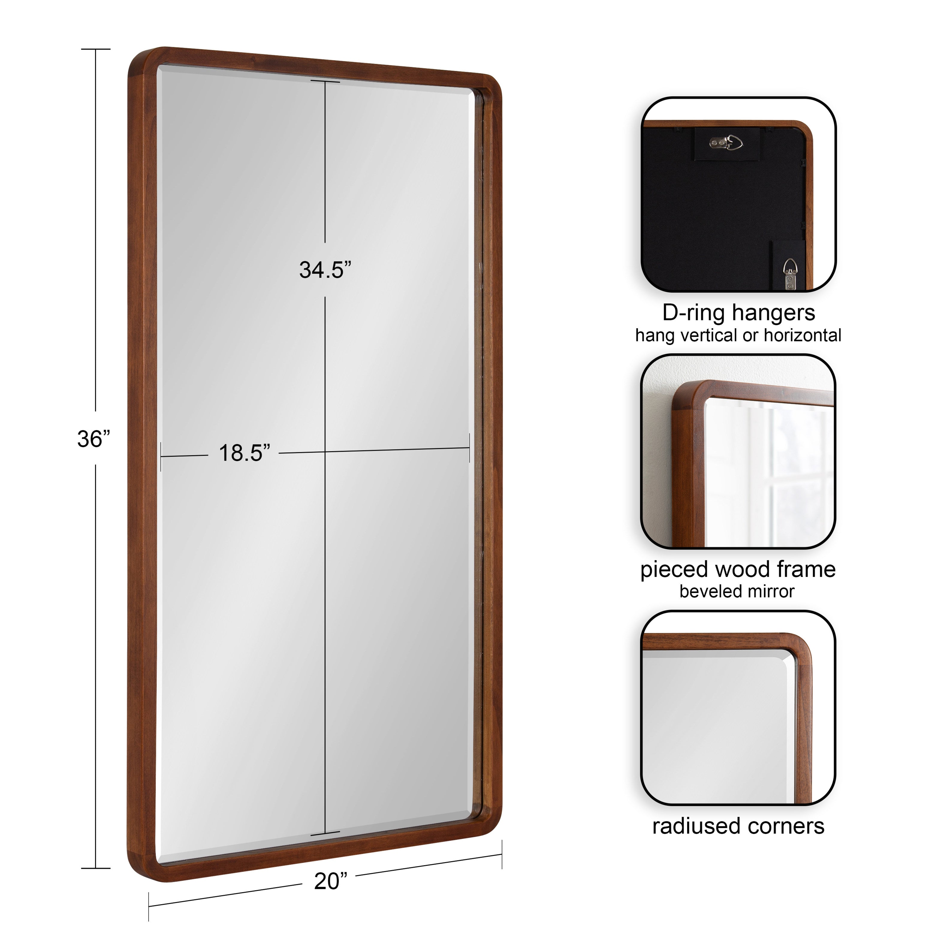 McLean Wood Radius Rectangle Wall Mirror