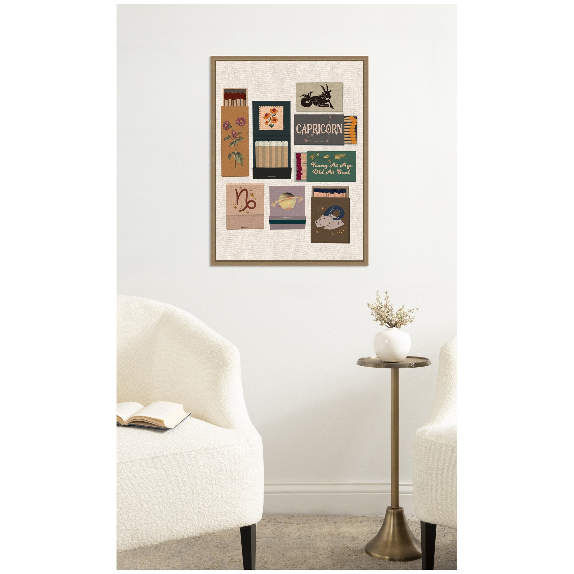 Capricorn Matchbook Linen FC by Megan Ryan Framed Canvas Wall Art Print