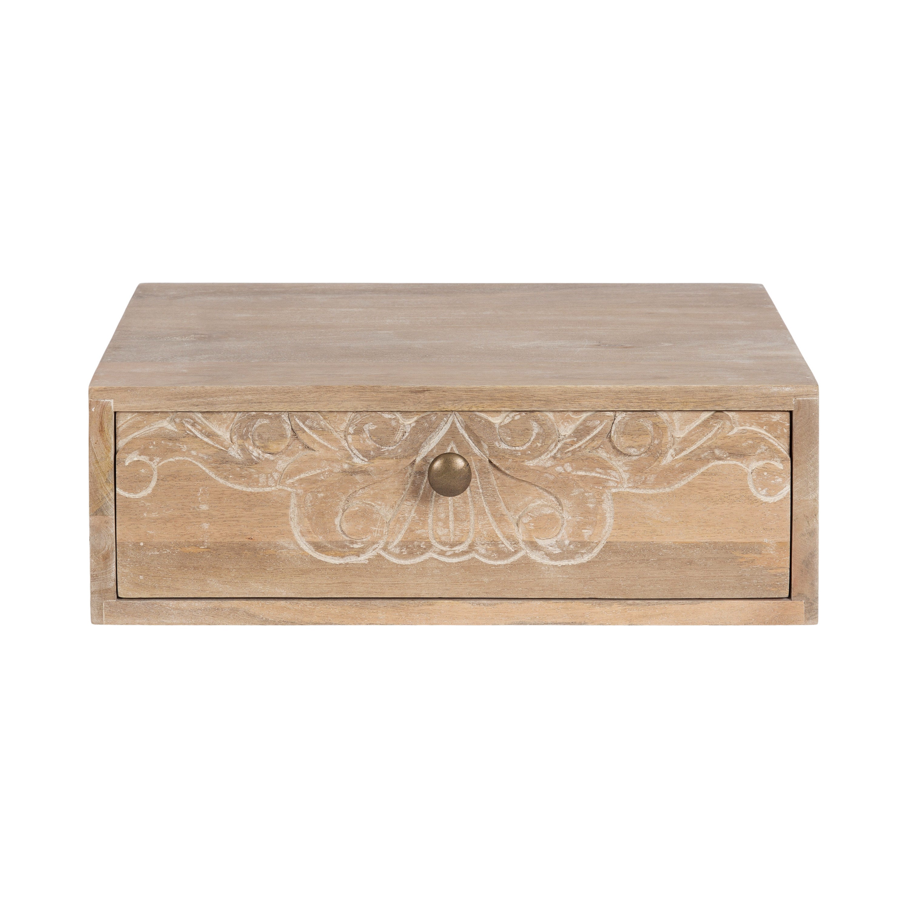 Mirza Carved Wood Floating Side Table