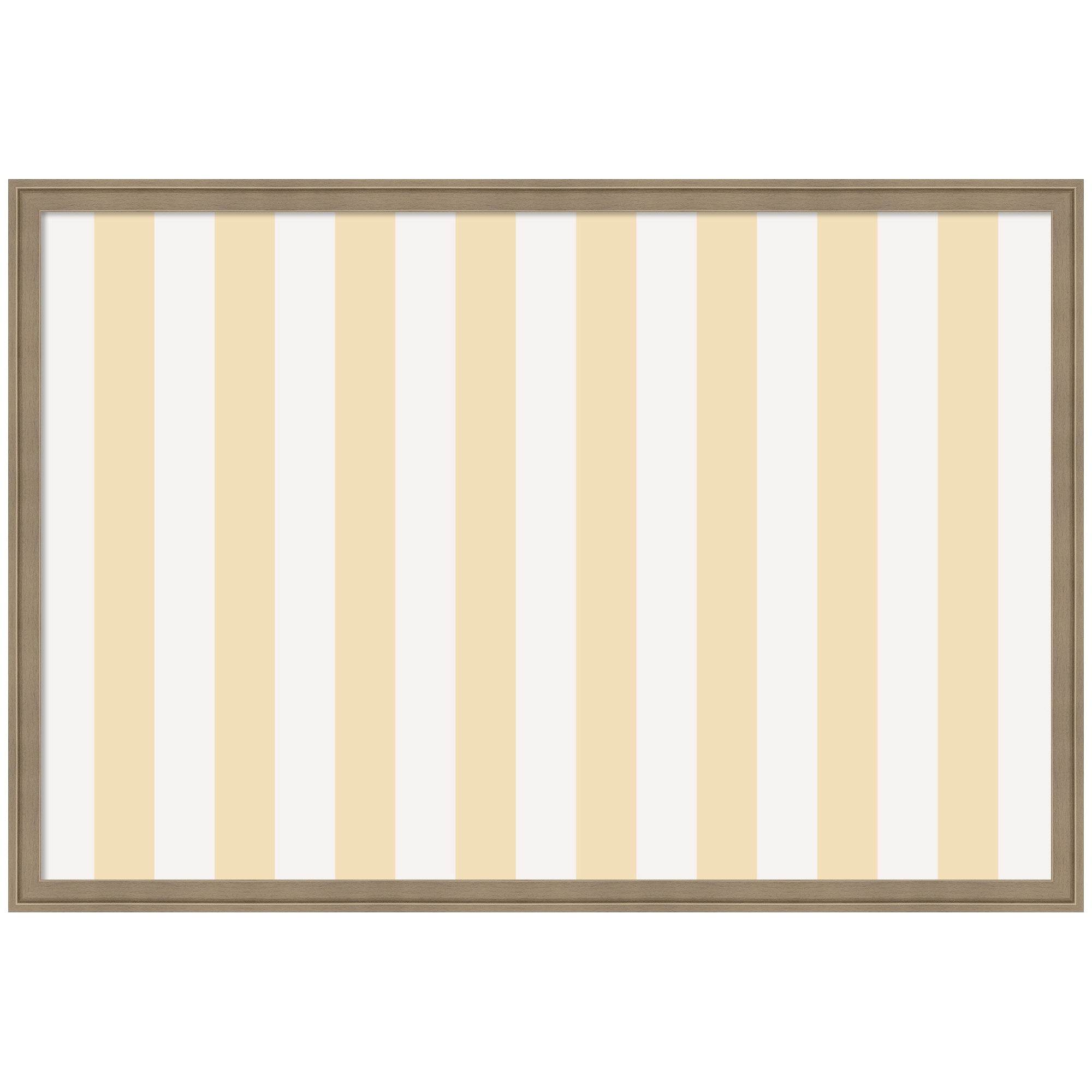Framed Fabric Pinboard Wide Stripes Yellow Wall Organization