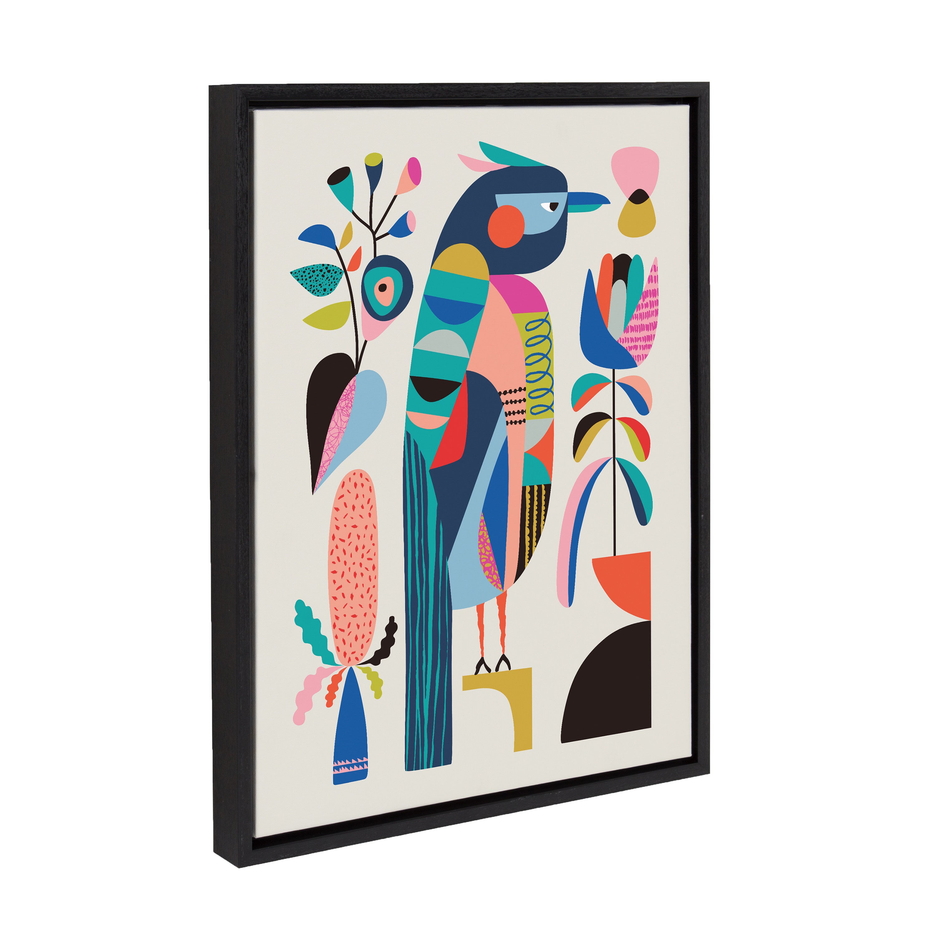 Sylvie Mid Century Modern Kookaburra Framed Canvas by Rachel Lee of My Dream Wall