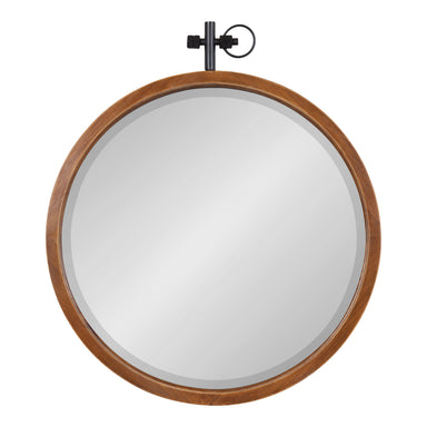 Round Mirror Walnut Brown 24x28 2