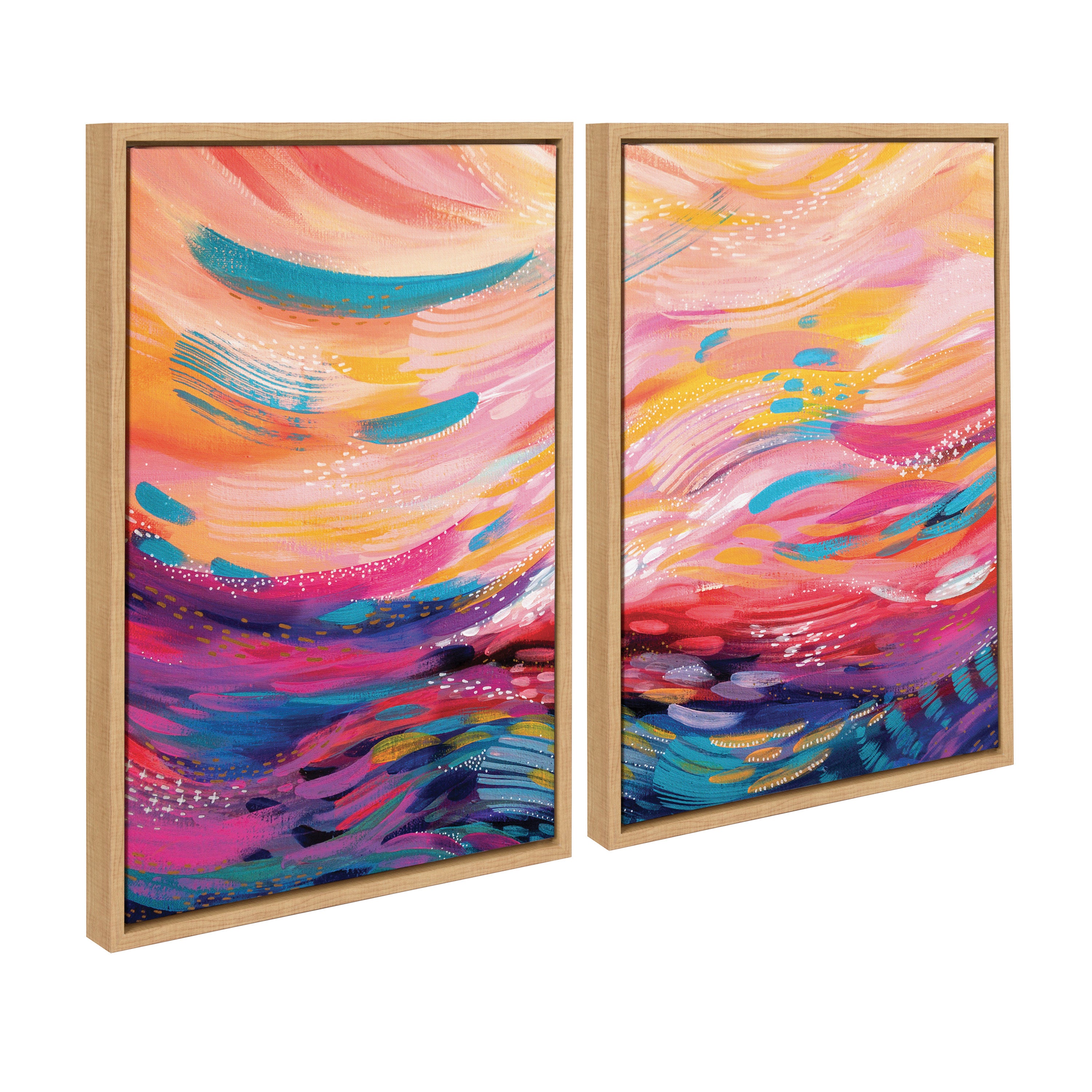 Sylvie Brush Strokes 90 Framed Canvas Set by Jessi Raulet of Ettavee