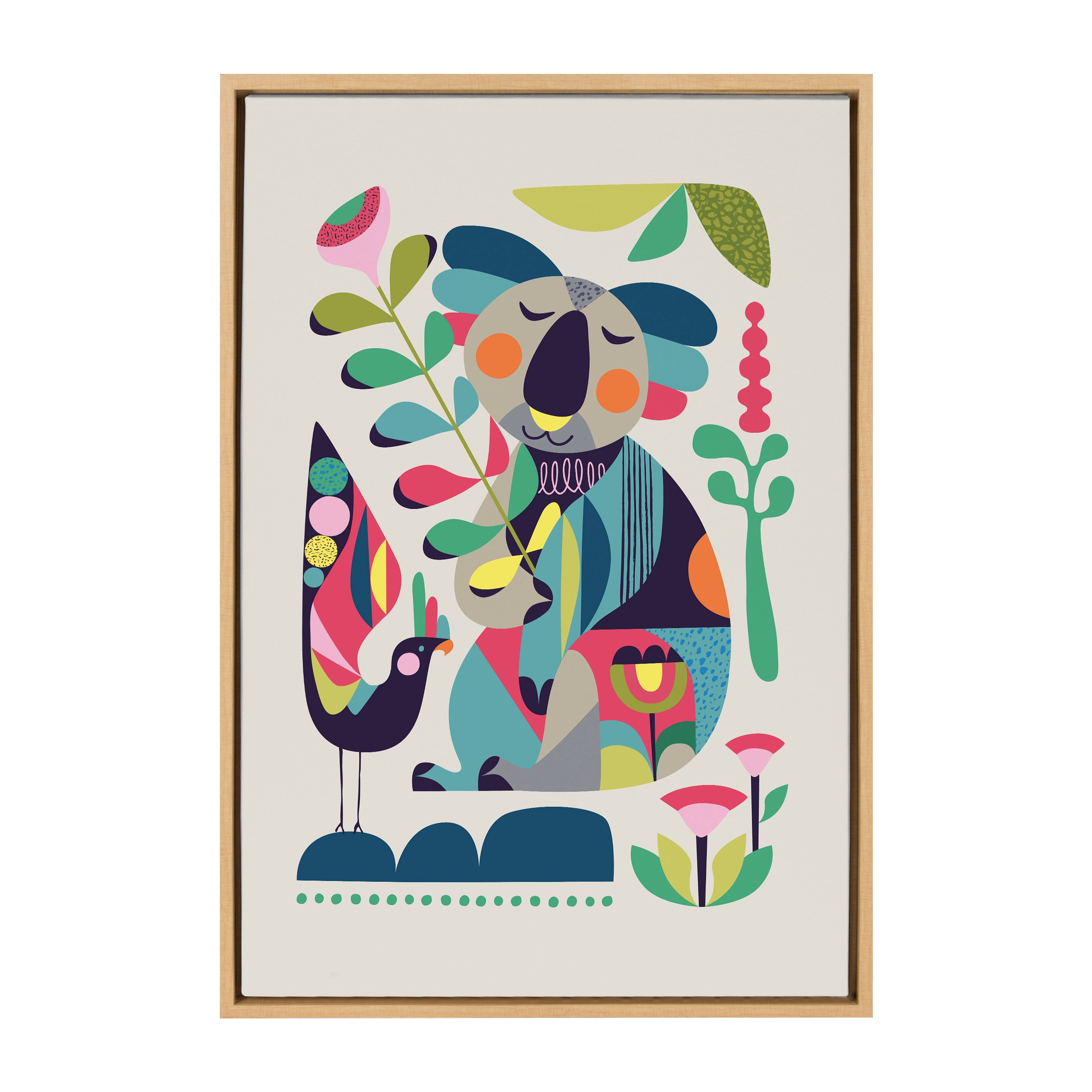 Sylvie Mid Century Modern Koala Framed Canvas by Rachel Lee of My Dream Wall
