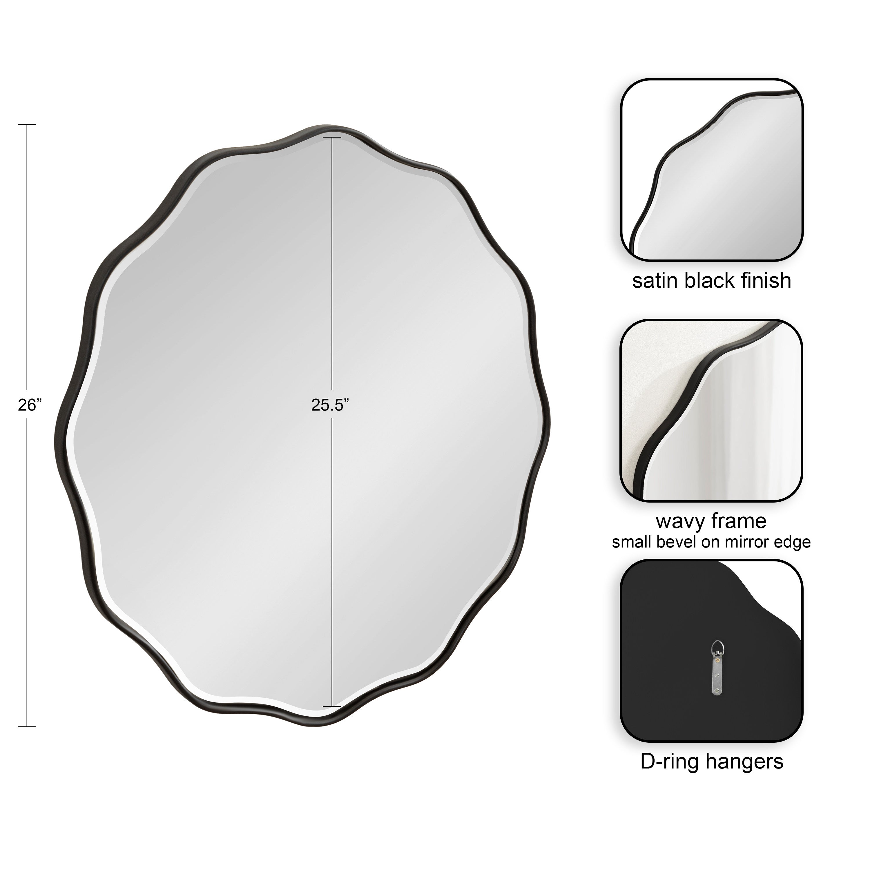 Viona Round Scalloped Mirror