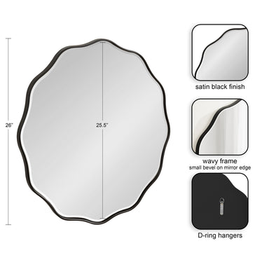 Scallop Mirror Black 26" Diameter 2