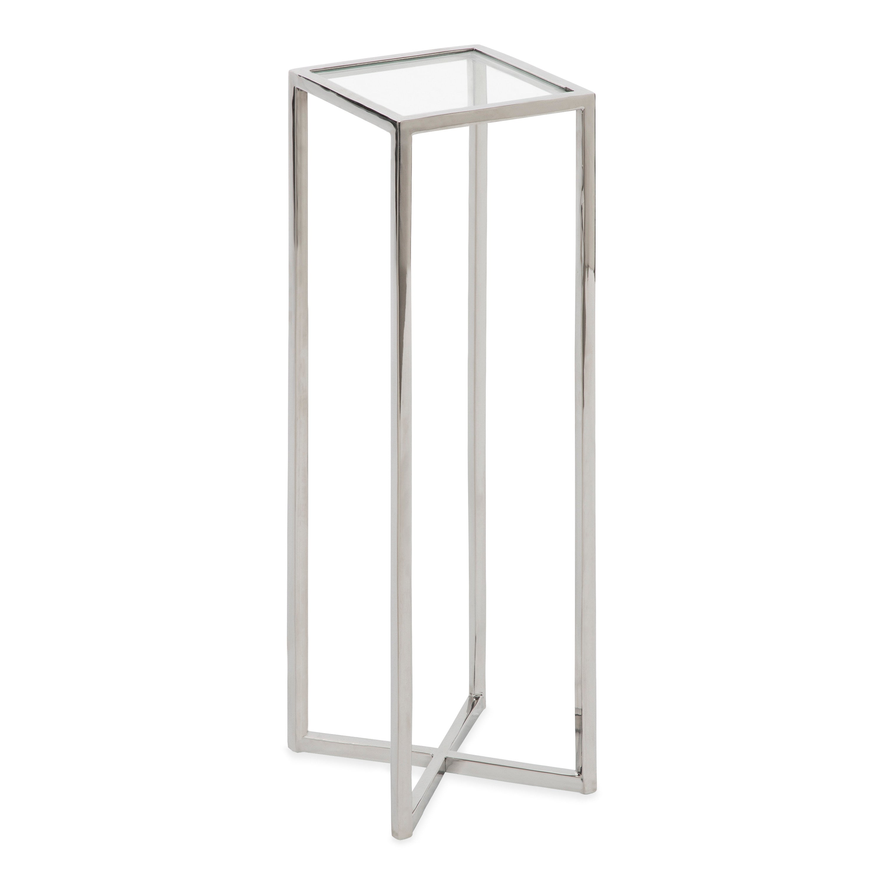Side Table Clear Silver 7x7x21 1