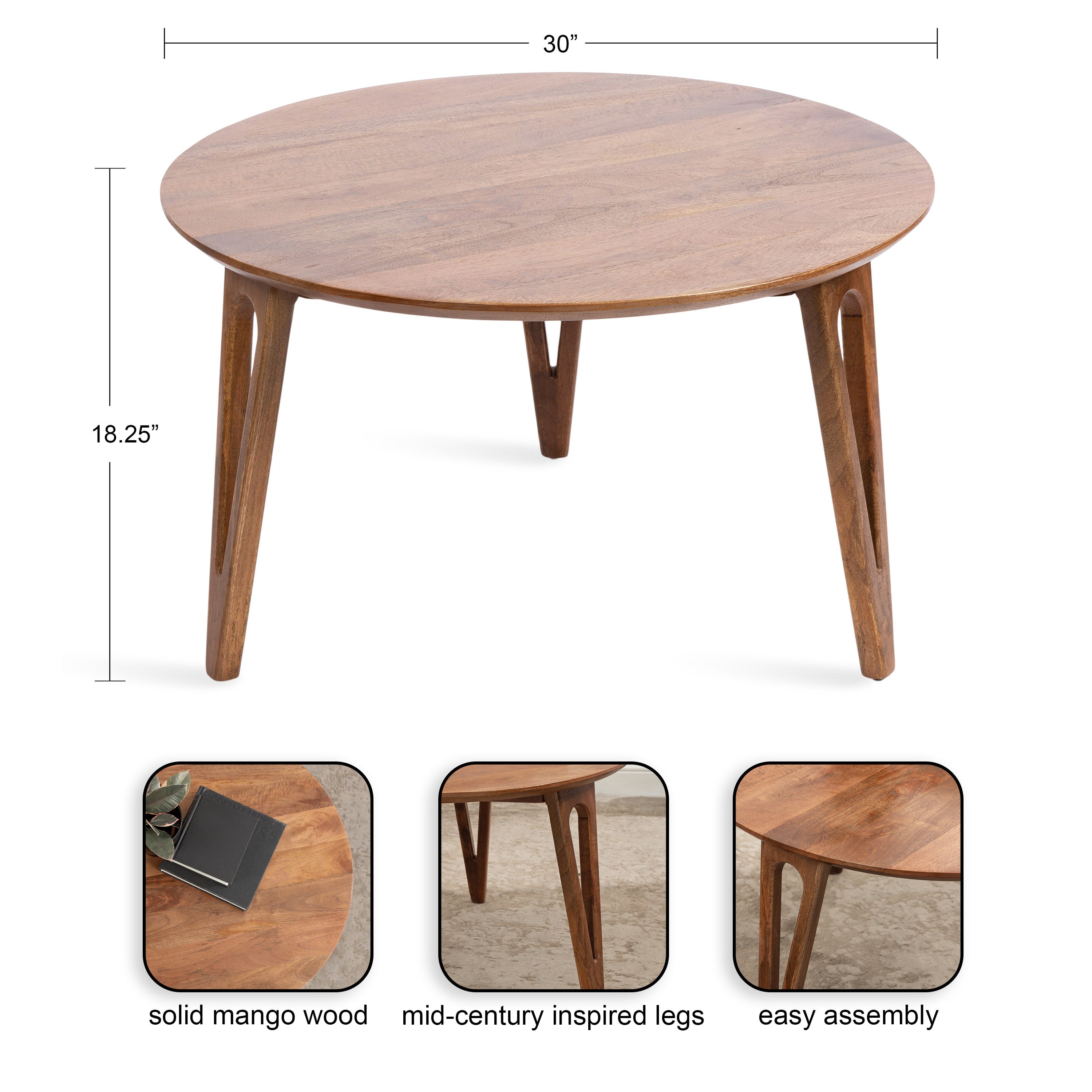 Coffee Table Walnut Brown 30x30x19 2