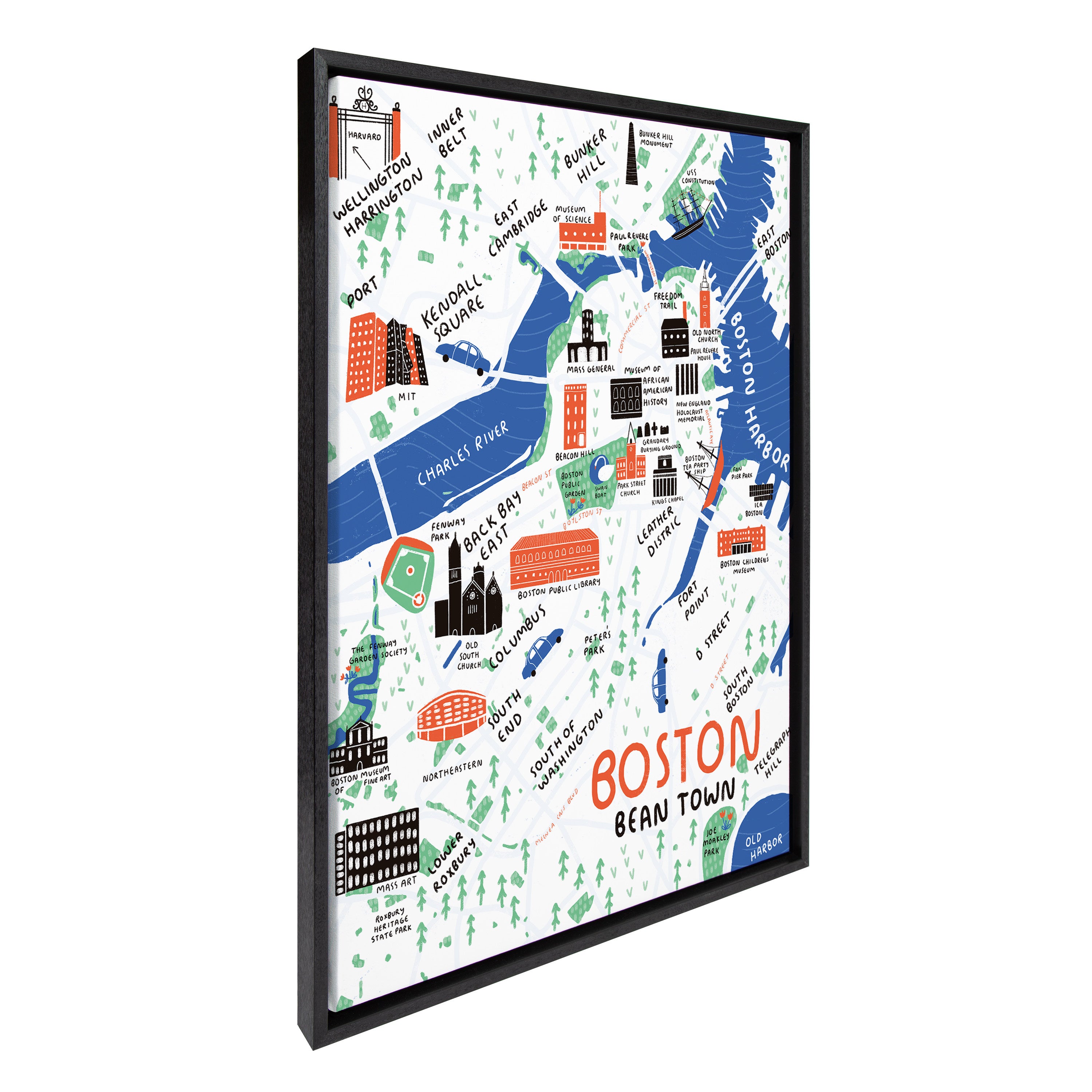 Sylvie Boston Illustration Framed Canvas by Stacie Bloomfield