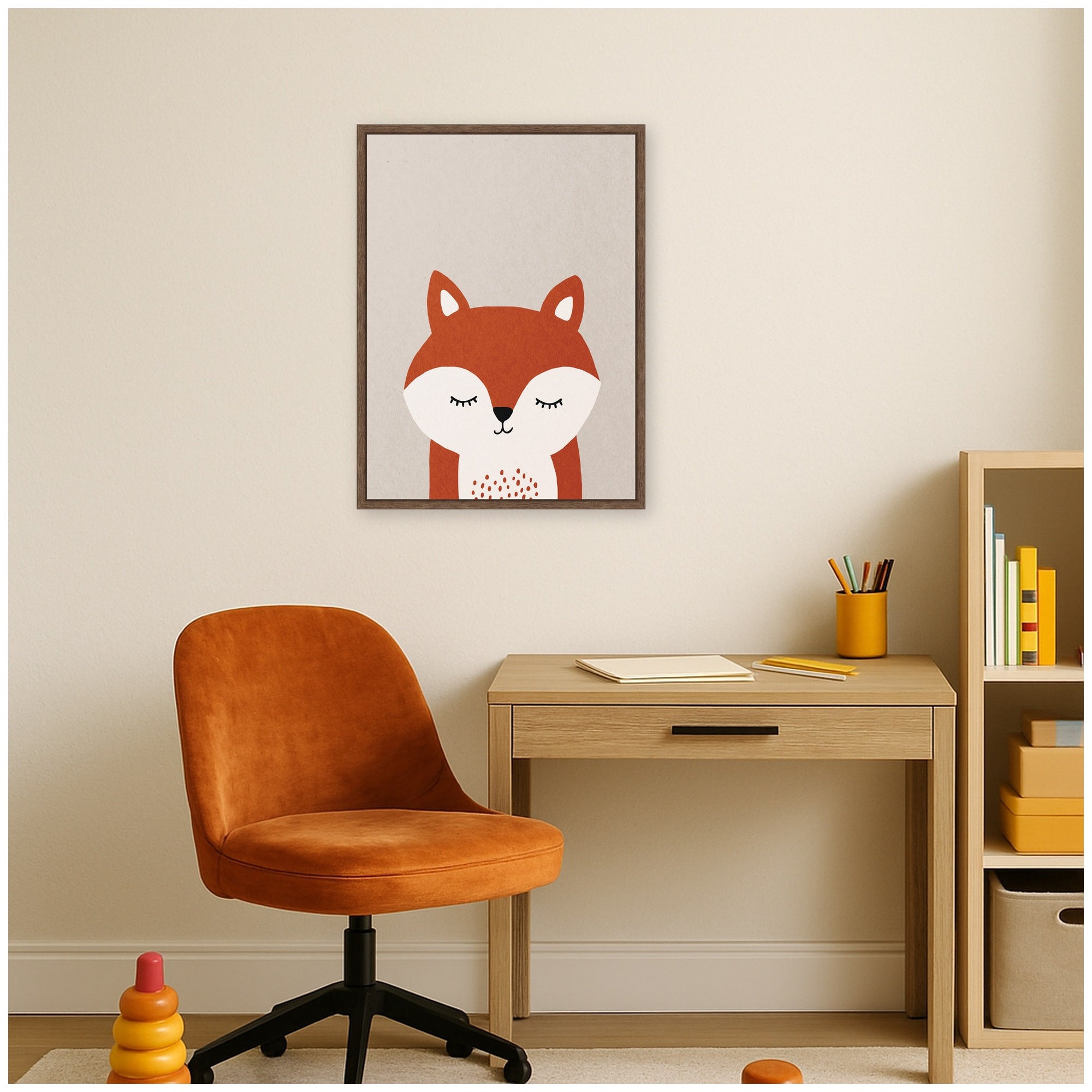Fox by July Art Prints Framed Canvas Wall Art Print