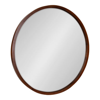 Round Mirror Walnut Brown 30" Diameter 1