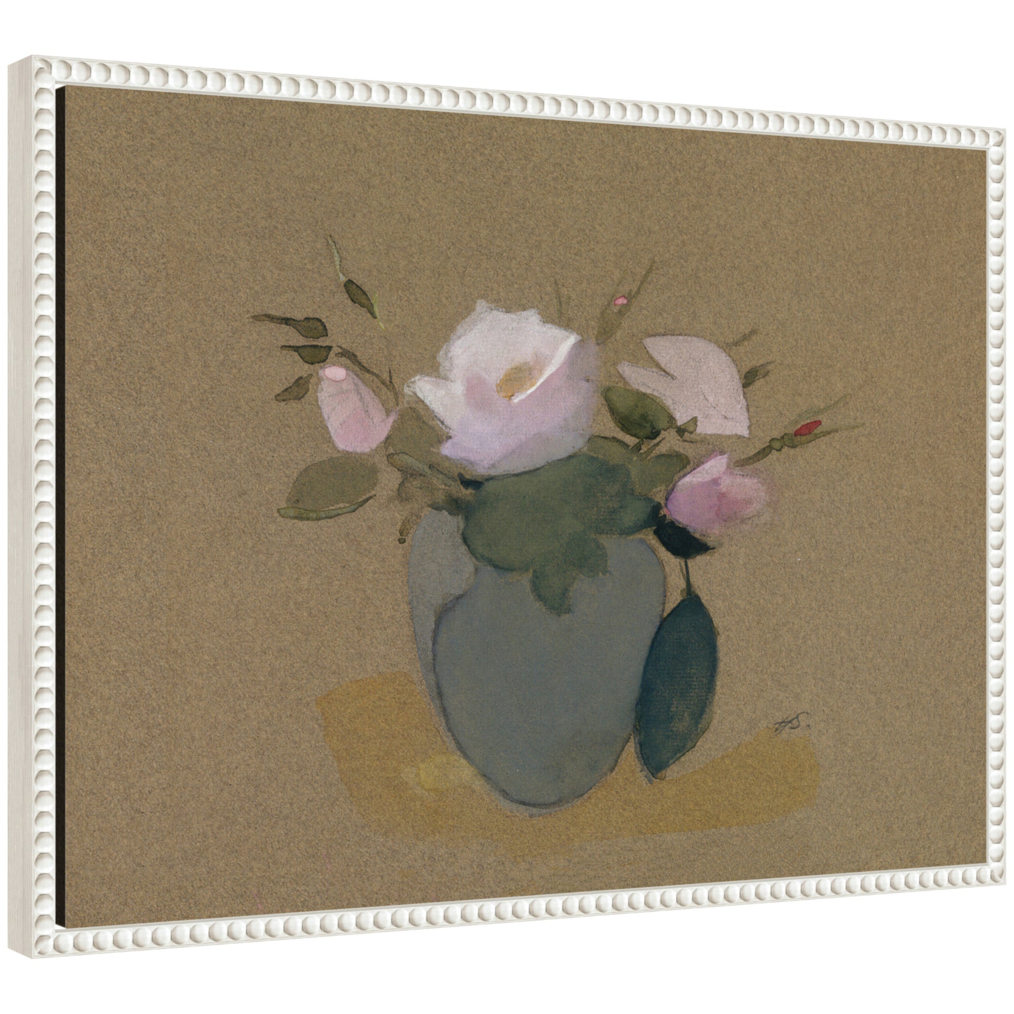 Framed Canvas 24x18 Sylvie Beaded White 1