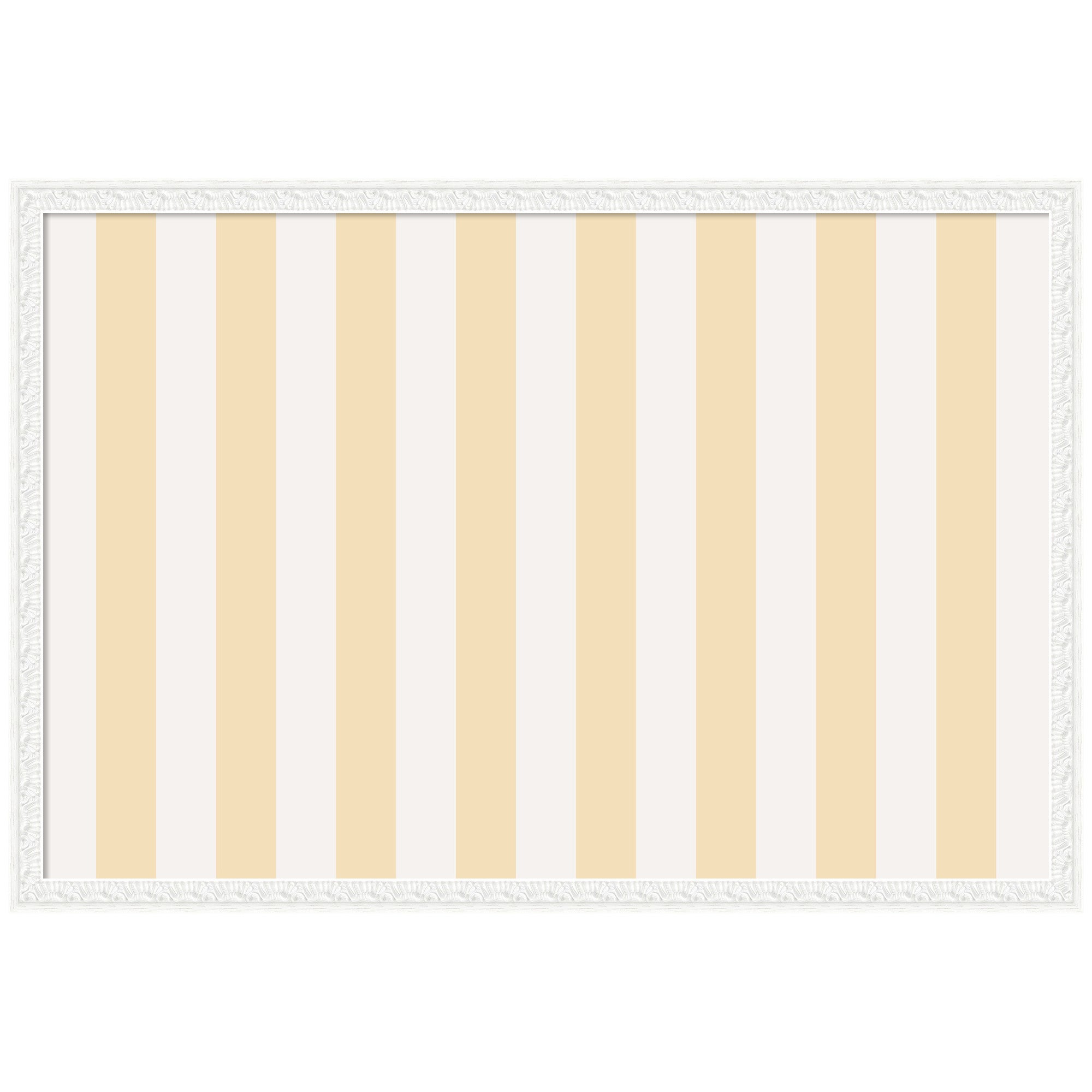 Framed Fabric Pinboard Wide Stripes Yellow Wall Organization