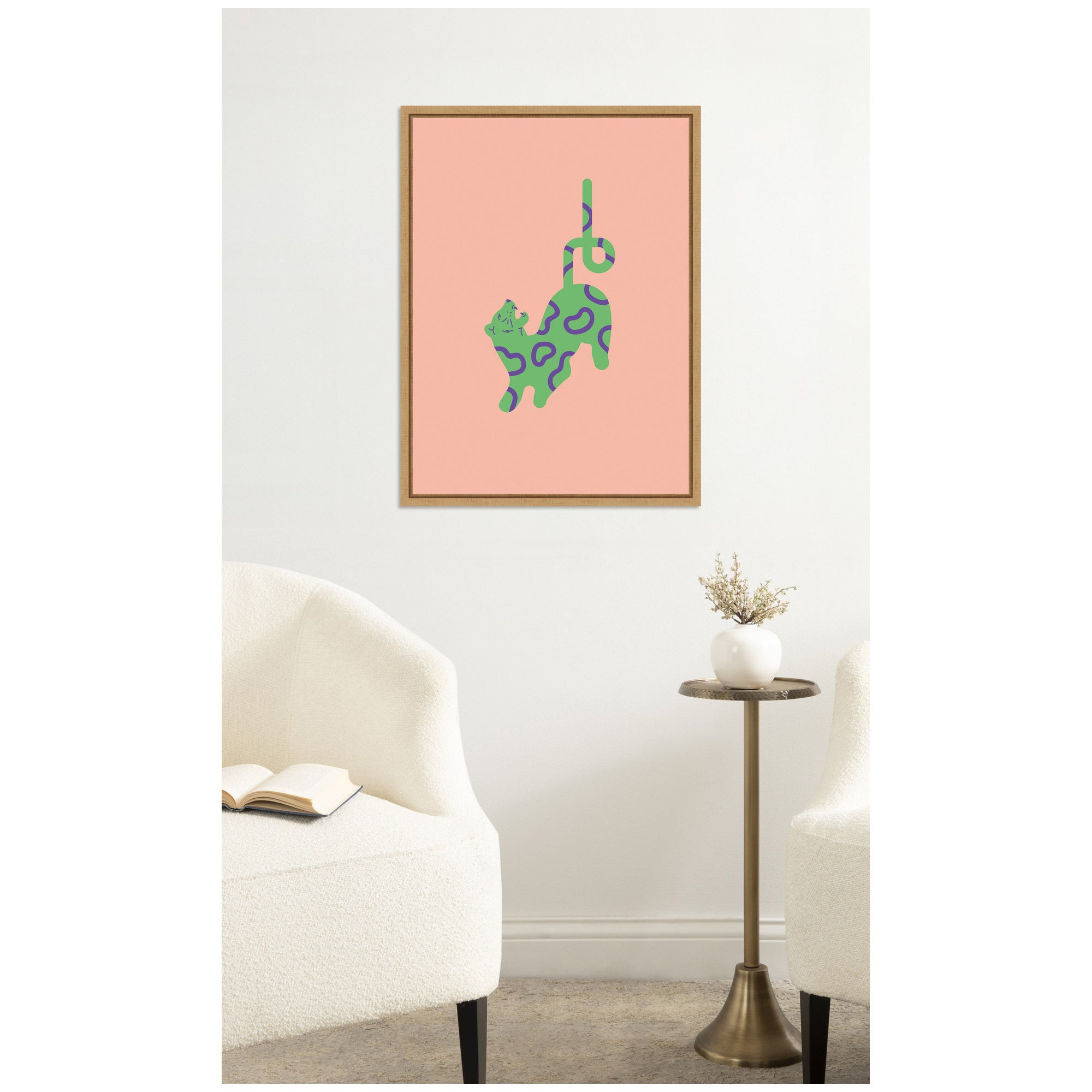 Green Leopard by Laura Moss Framed Canvas Wall Art Print